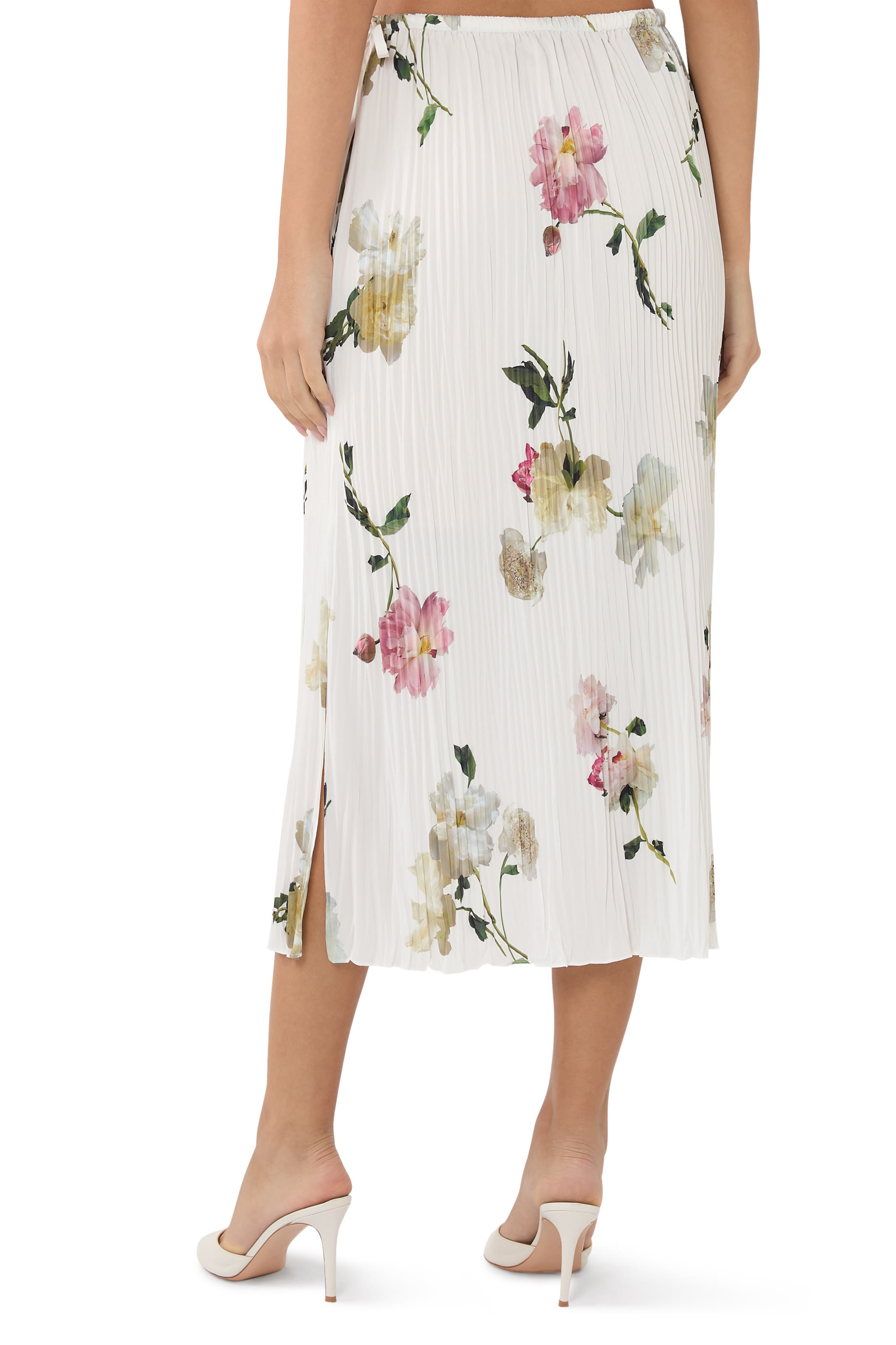 Wilted Peony Pleated Side Tie Skirt
