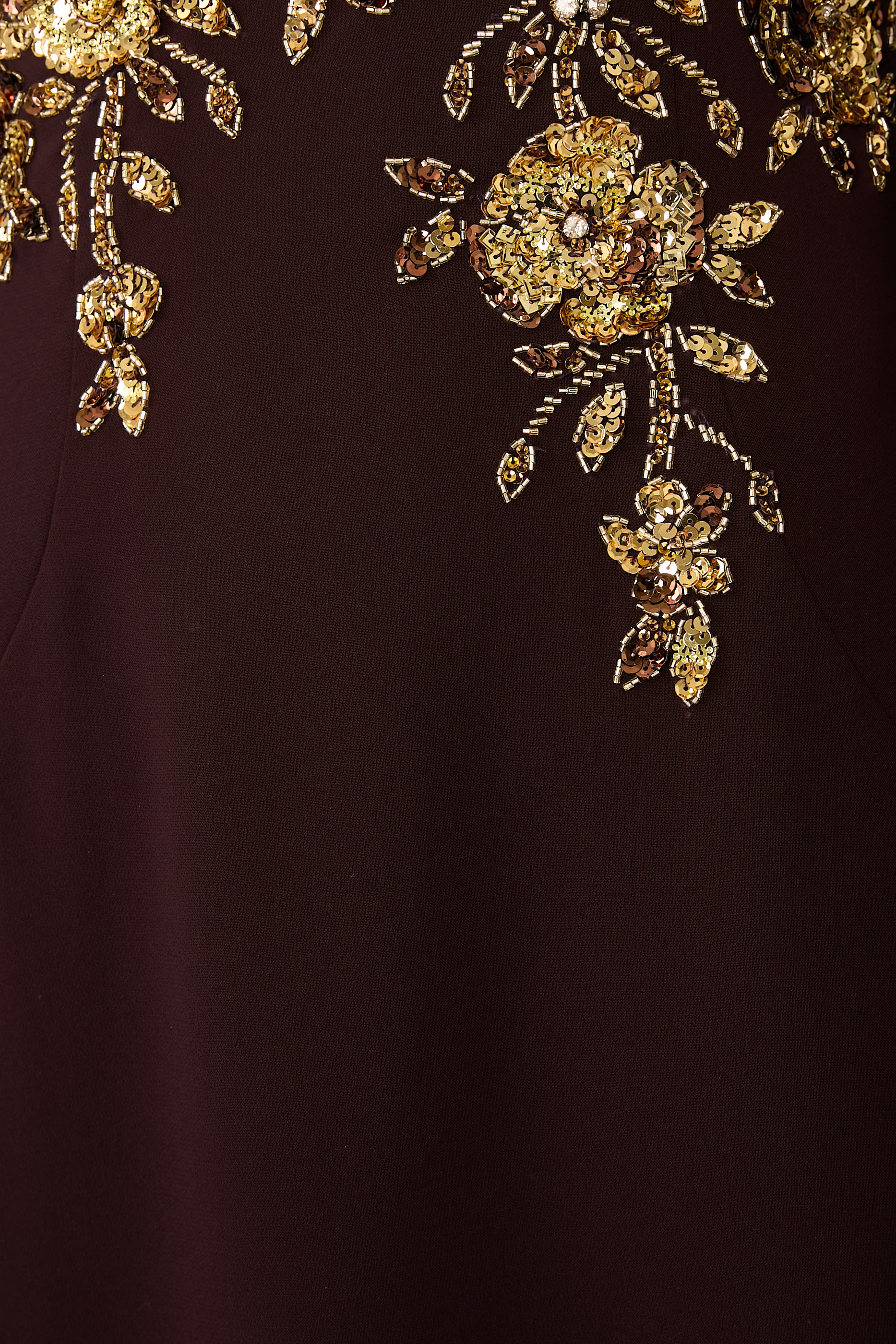 Embroidered Column Gown with Cape Sleeves