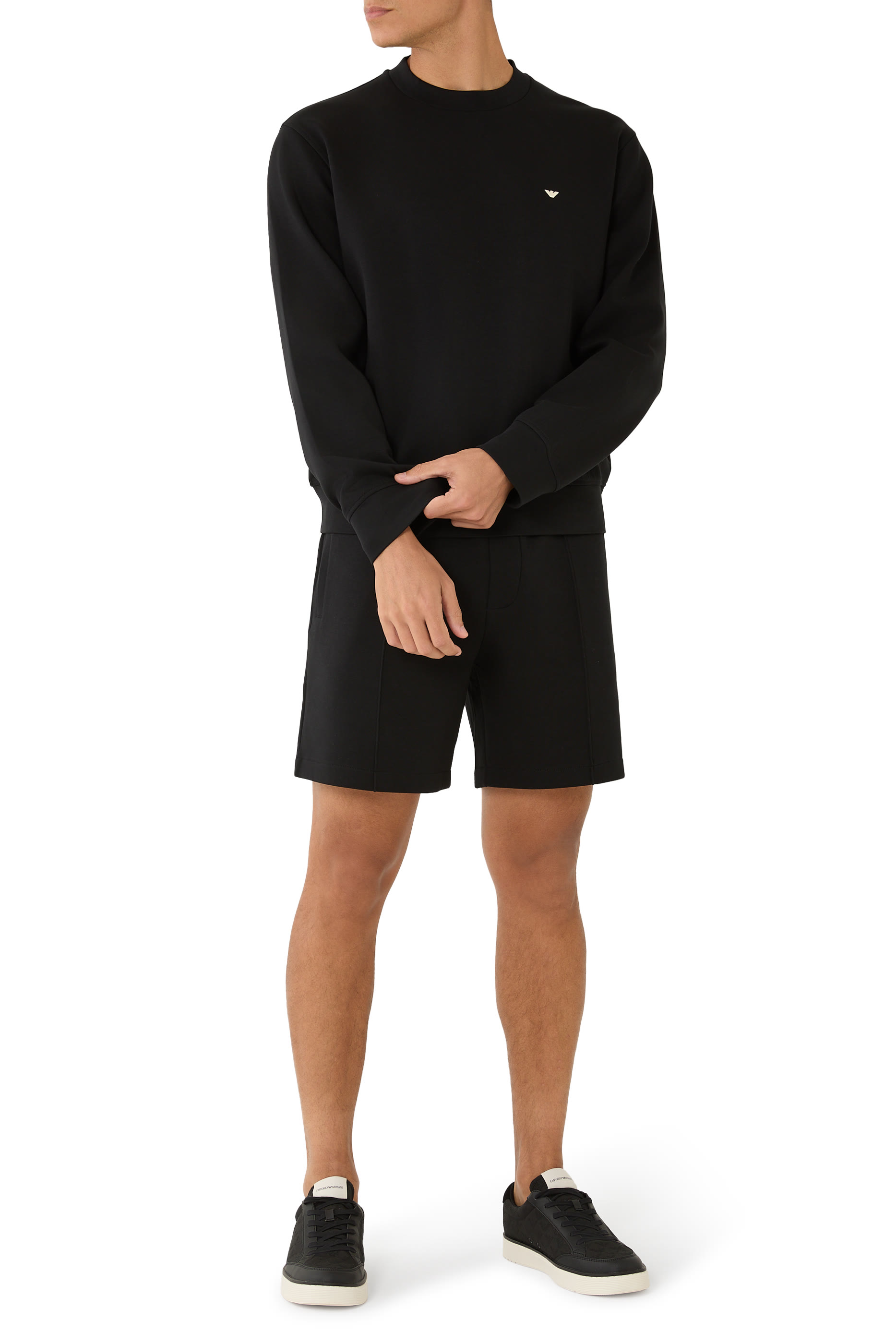 Double Jersey Sweatshirt With Micro Eagle Embroidery 