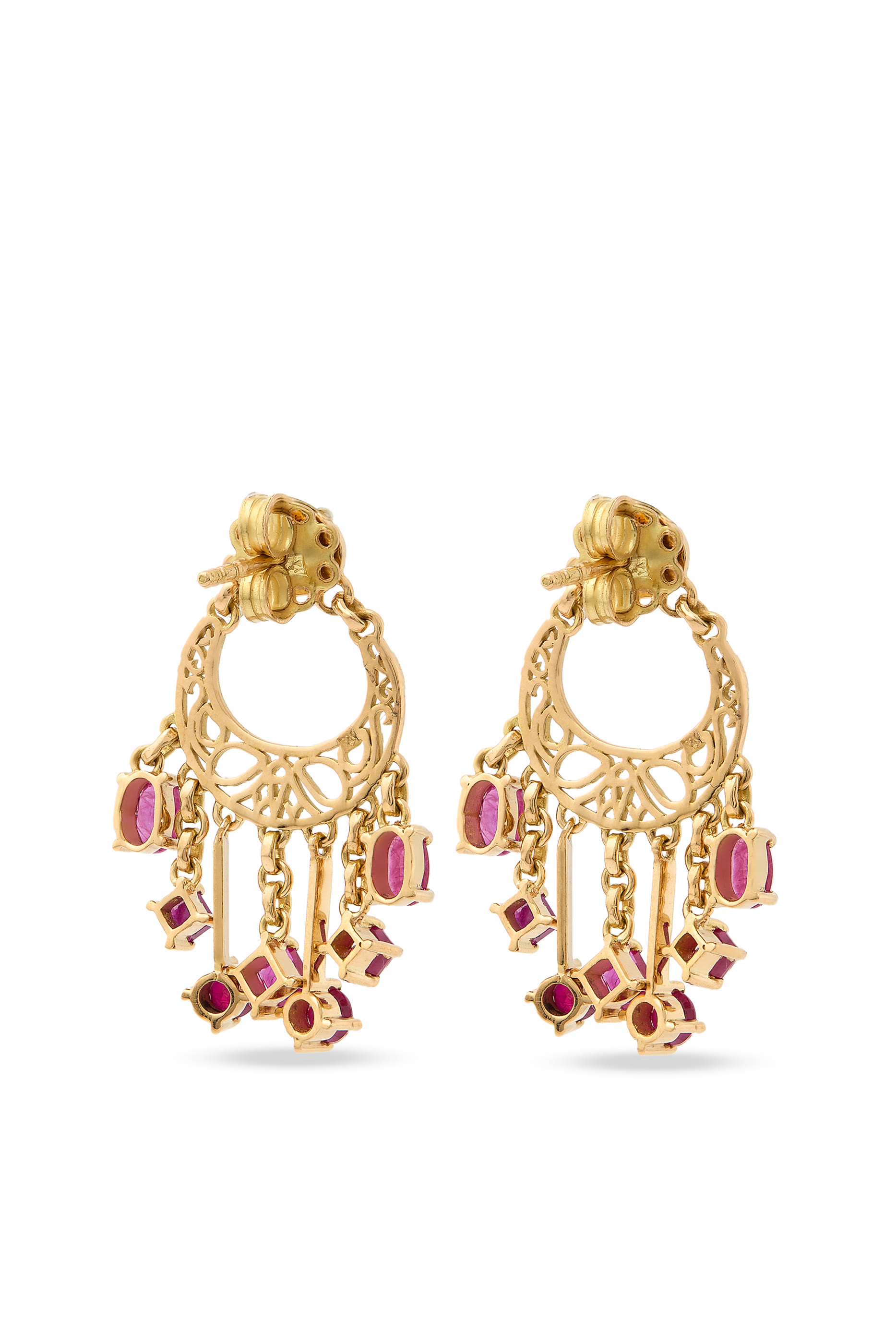 Falahy Stone Earrings, 18k Yellow Gold & Ruby