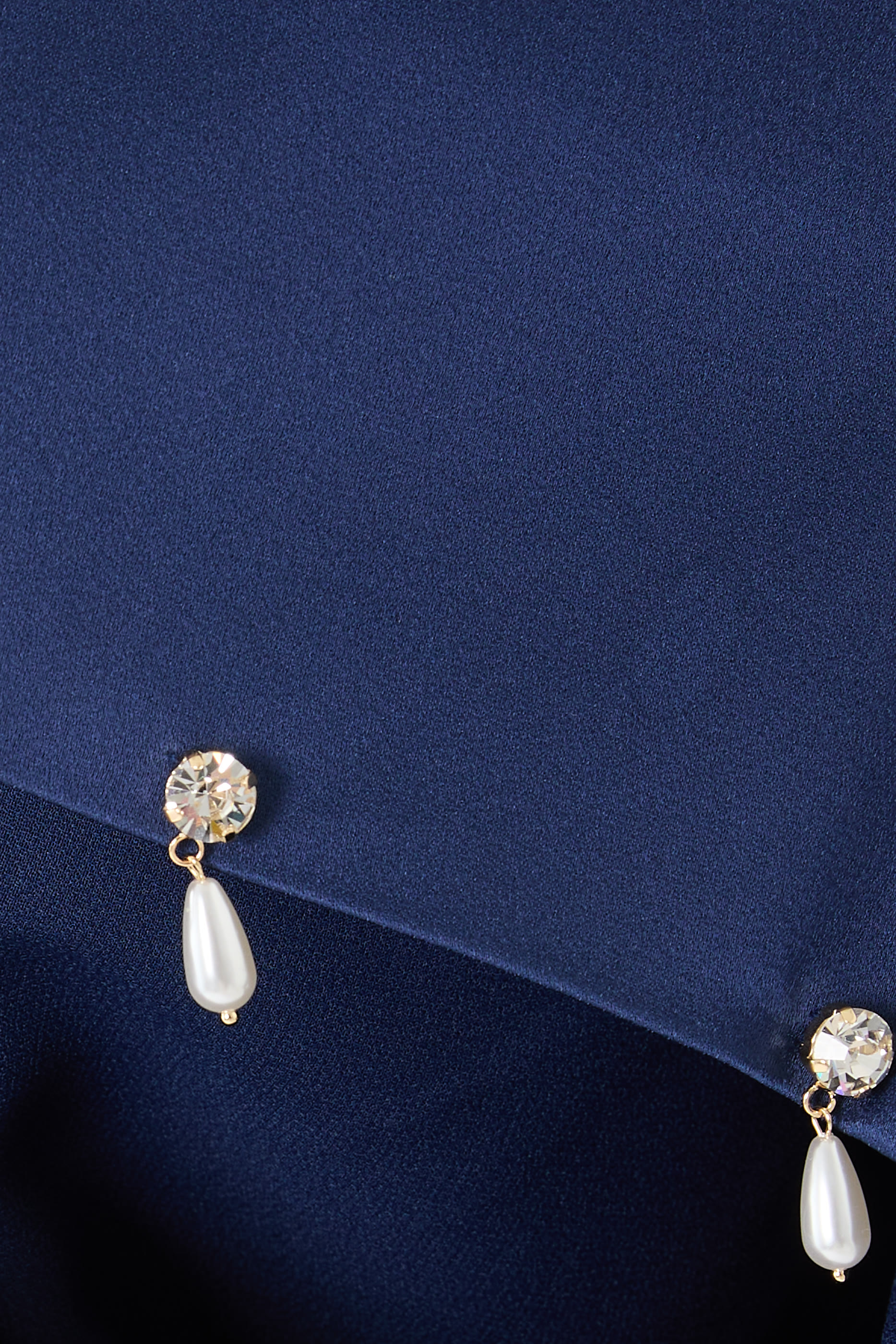 Faux Pearl-Embellished Satin Blouse