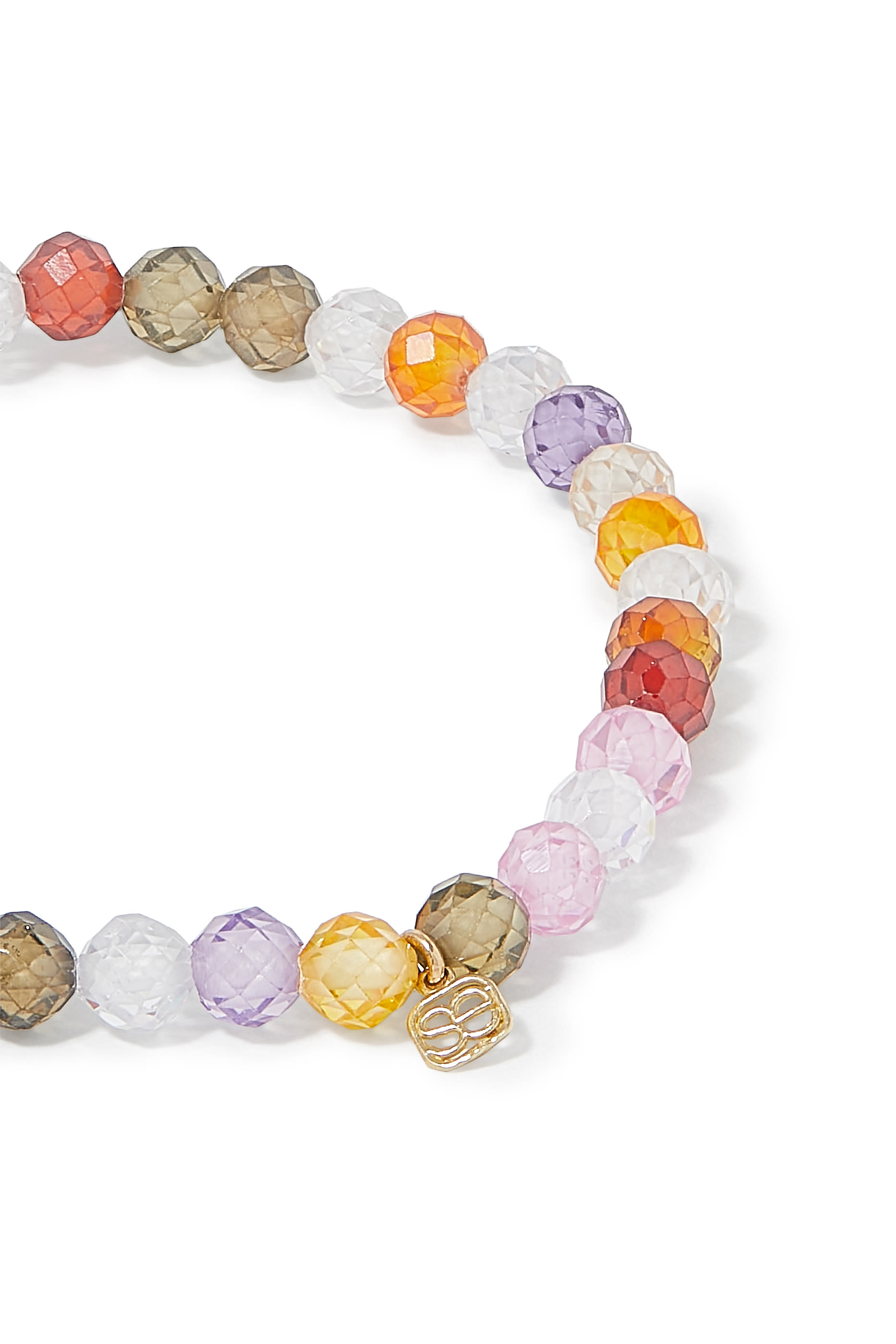 Kids Paint Palette Charm Beaded Bracelet, 14K Yellow Gold & Multicolor Zircon 
