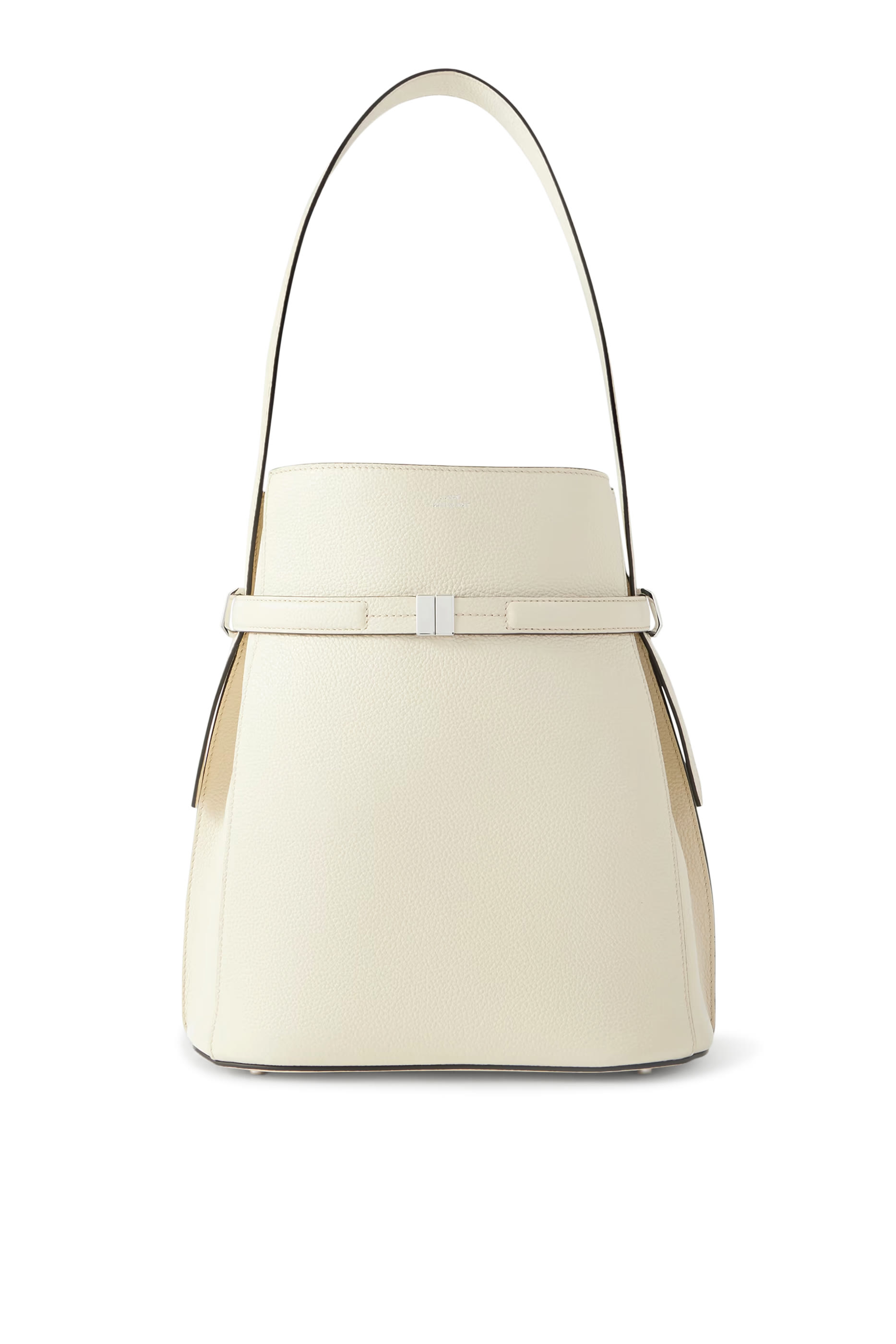 Belted Leather Bucket Bag