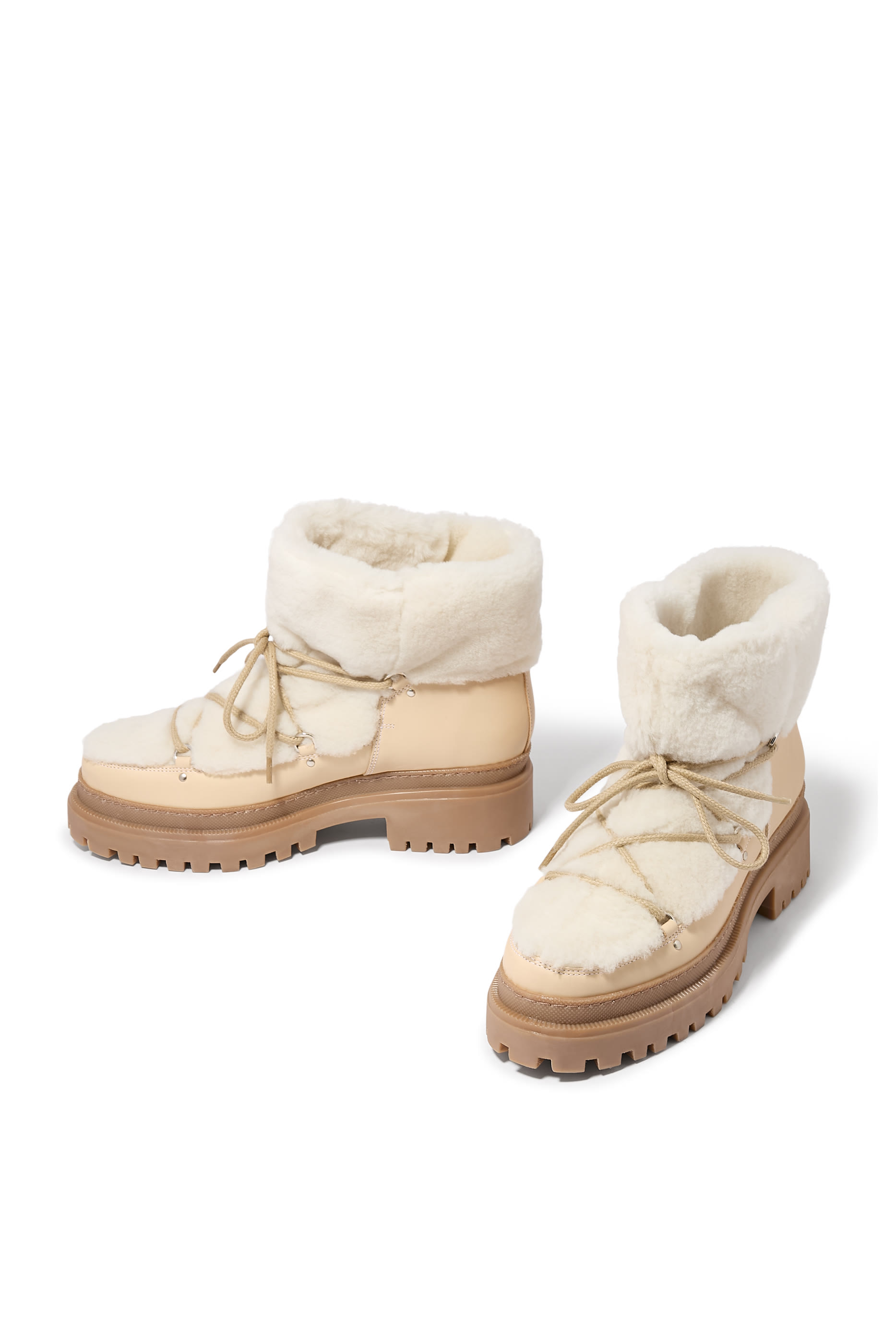 Lace-Up Mid-Length Shearling Boots
