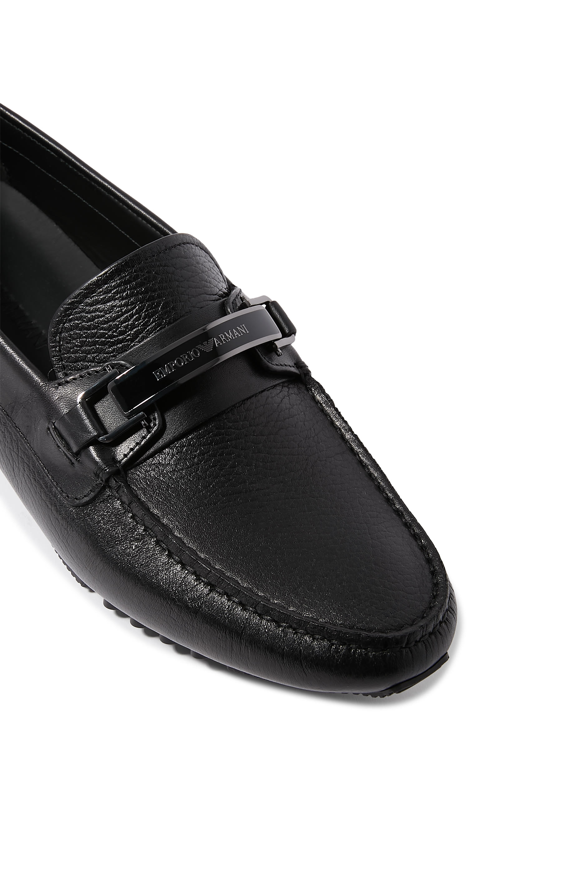 Logo Plaque Leather Loafers