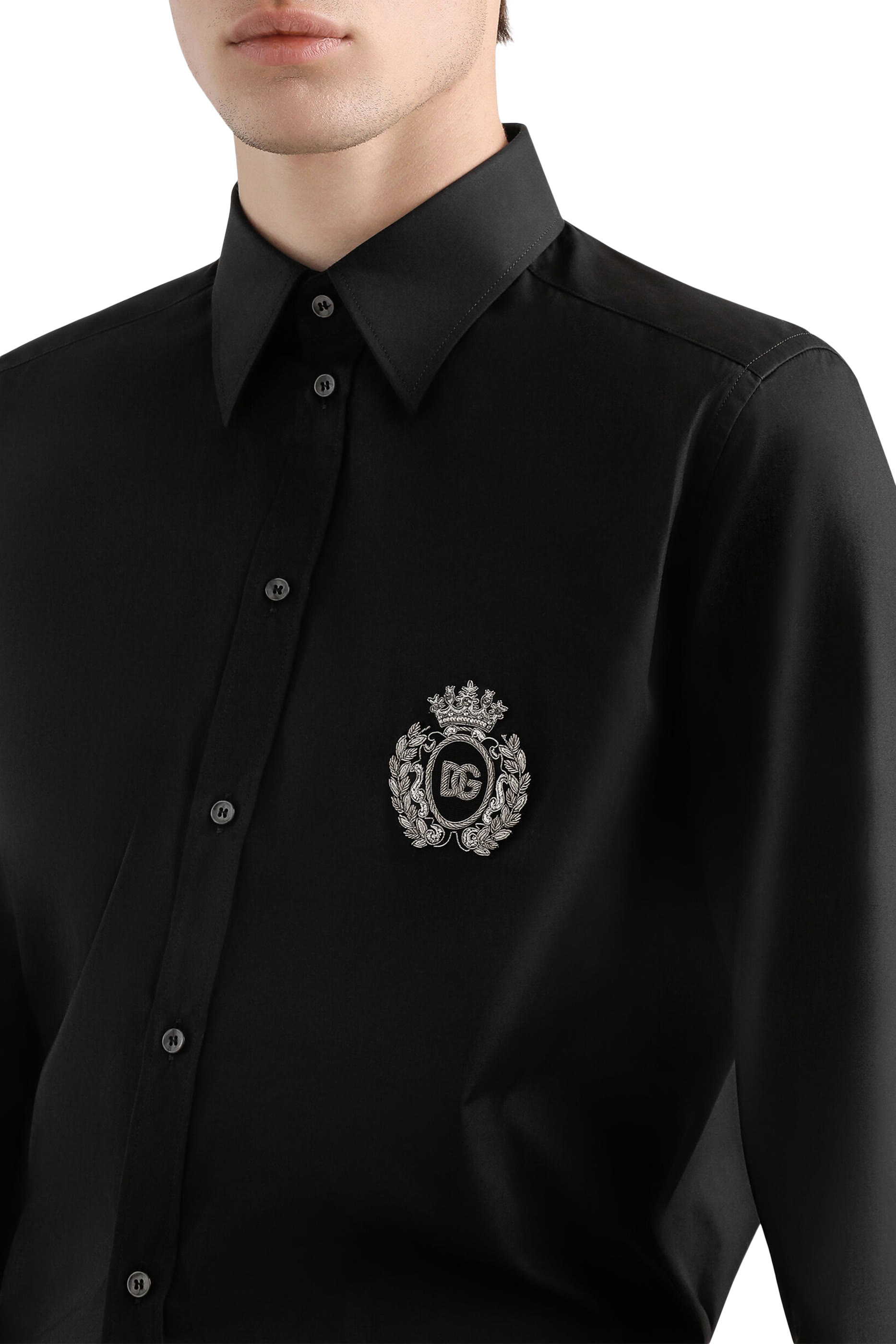 Cotton Shirt with Heraldic Patch