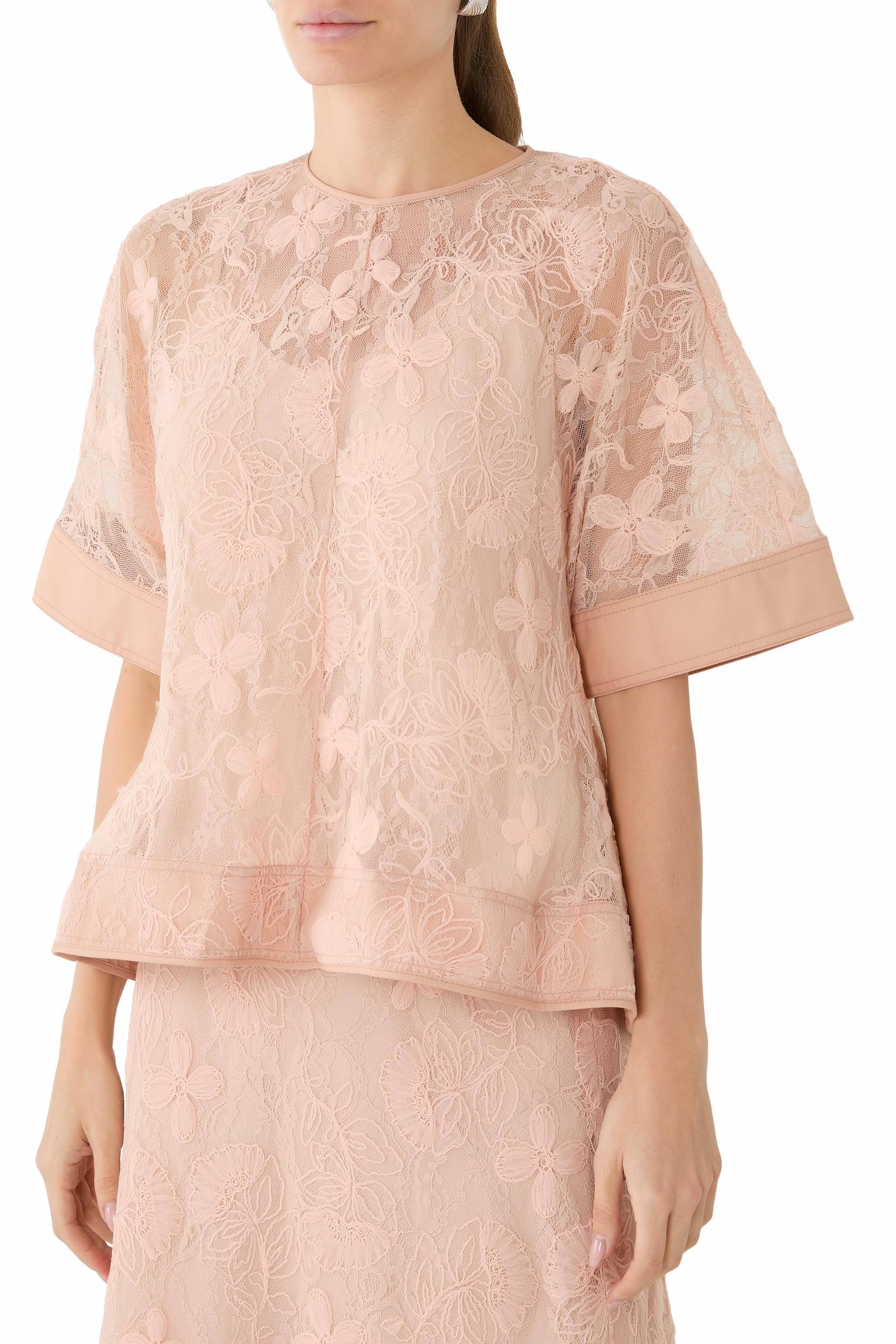 Dimensional Lace Flounce Top