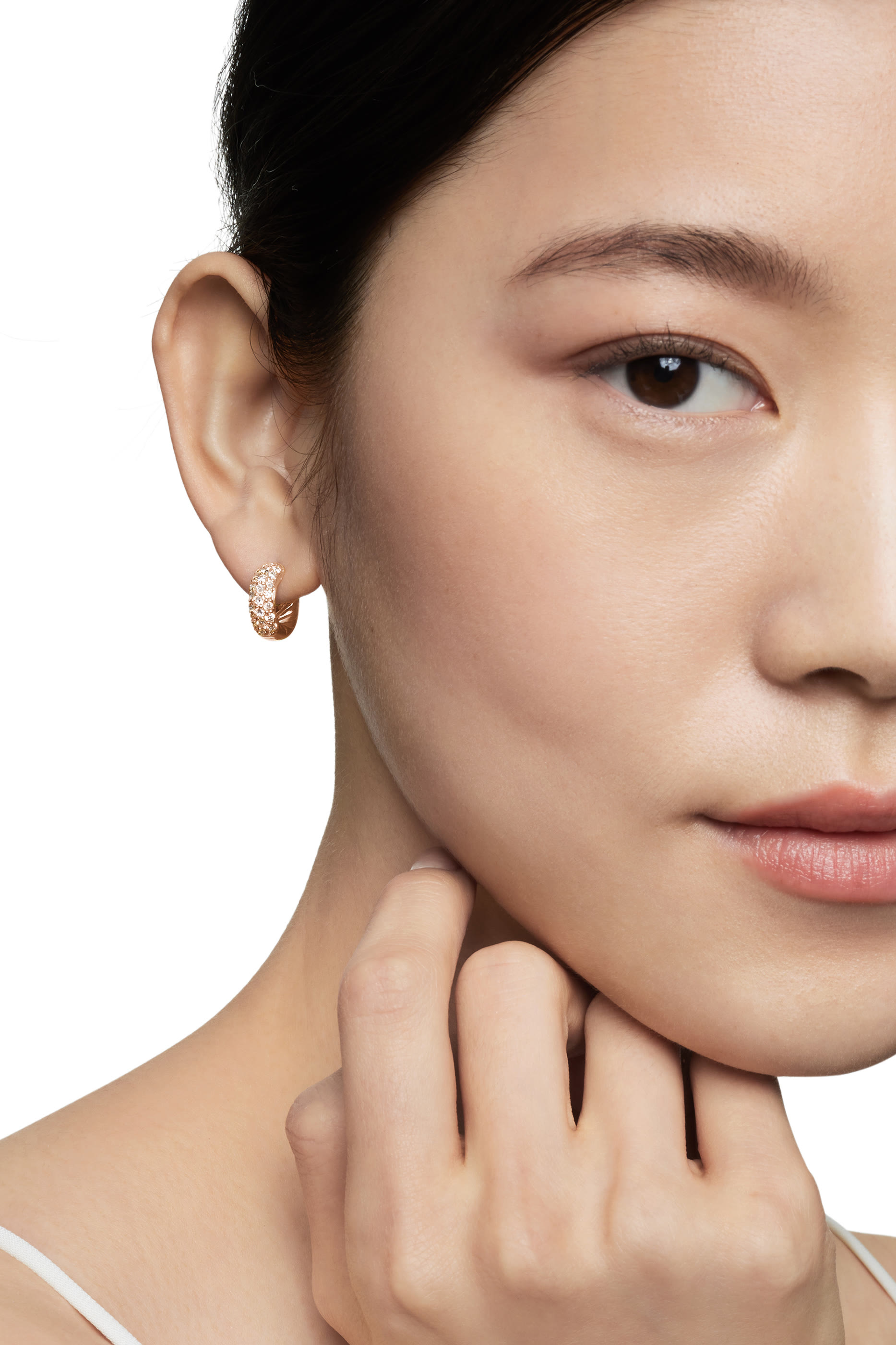 DY Mercer Micro Hoop Earrings, 18k Rose Gold & Diamonds