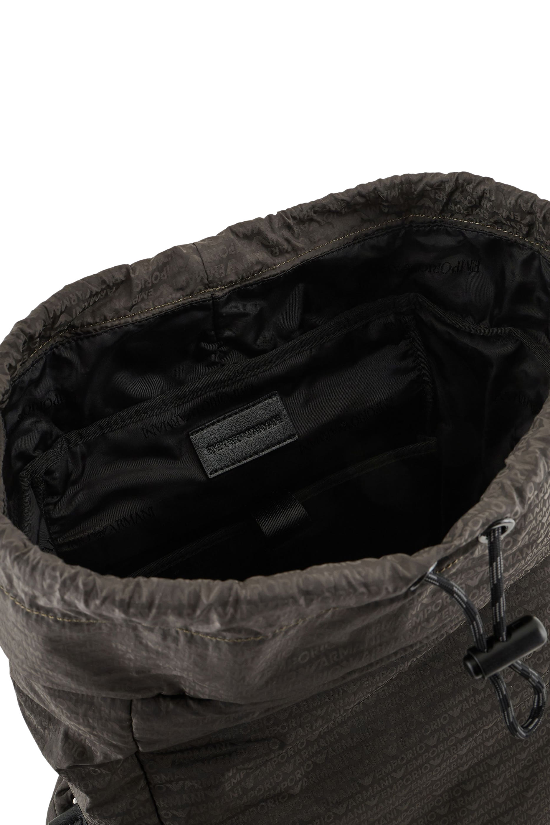 Nylon Backpack with All-Over, Jacquard Logo Lettering