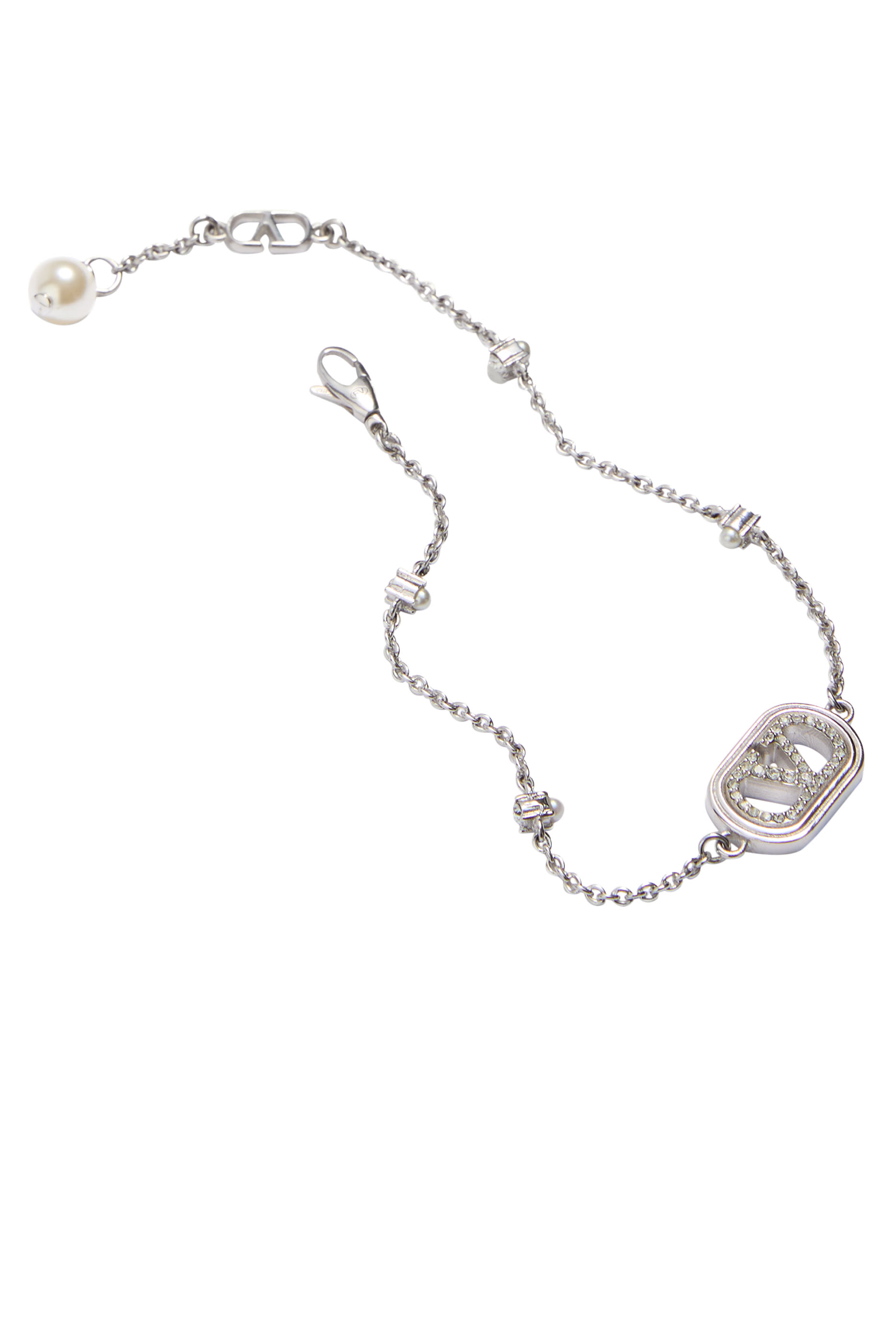 VLogo Signature Bracelet in Metal, Pearls, and Swarovski&reg; Crystals