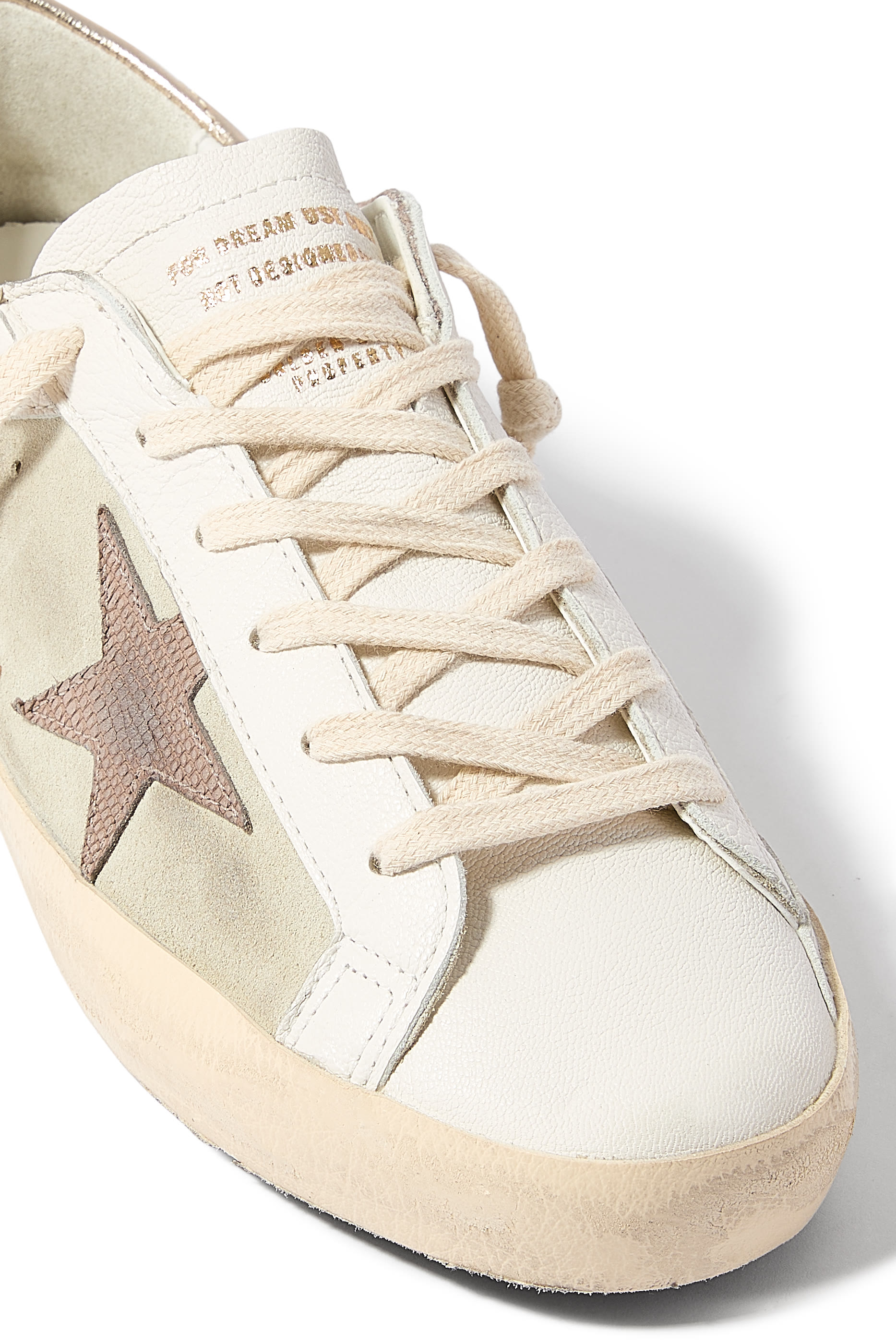 Super-Star Sneakers with Lizard Print Star and Metallic Heel Tab