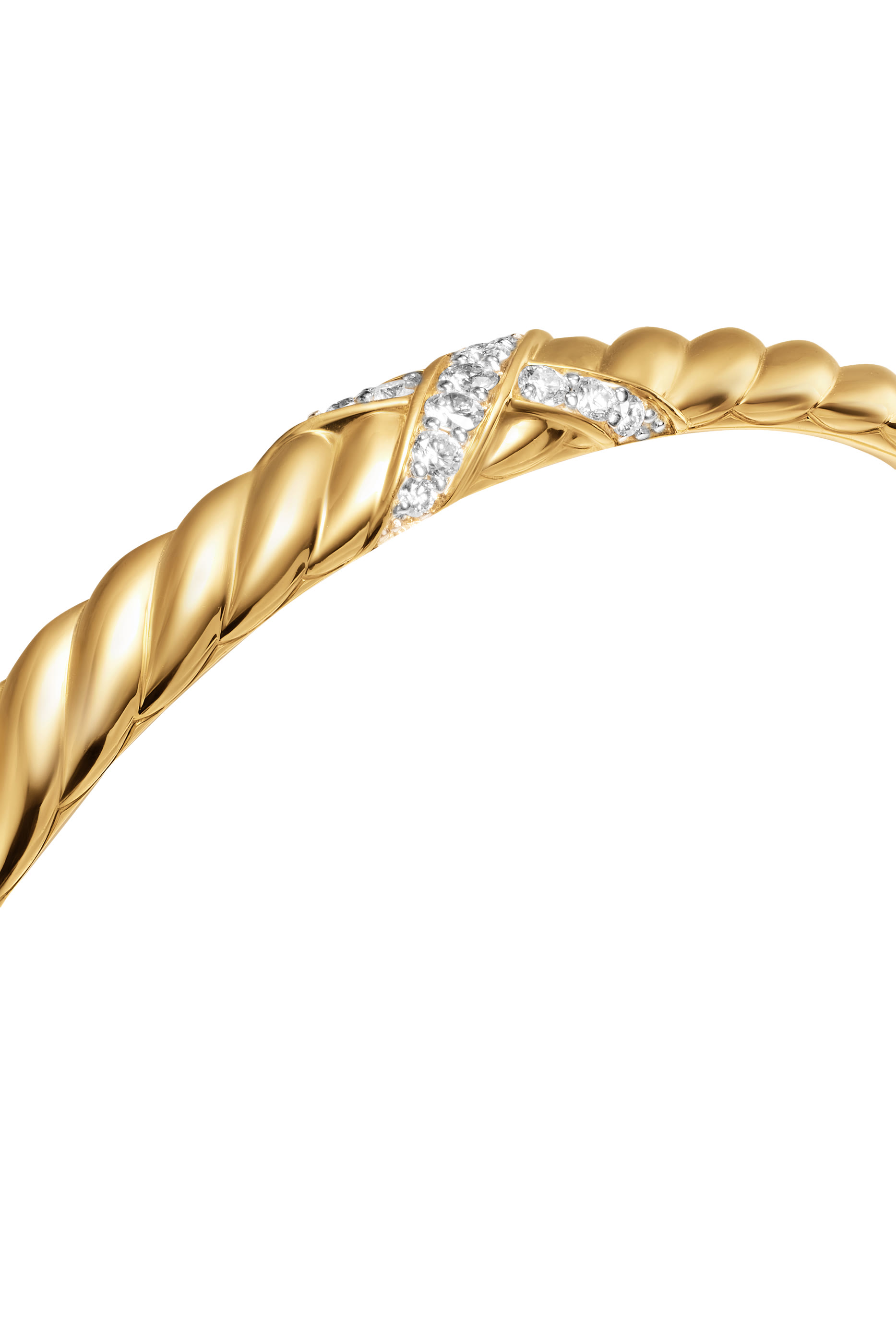 Sculpted Cable X Center Station Bracelet, 18K Yellow Gold & Diamonds