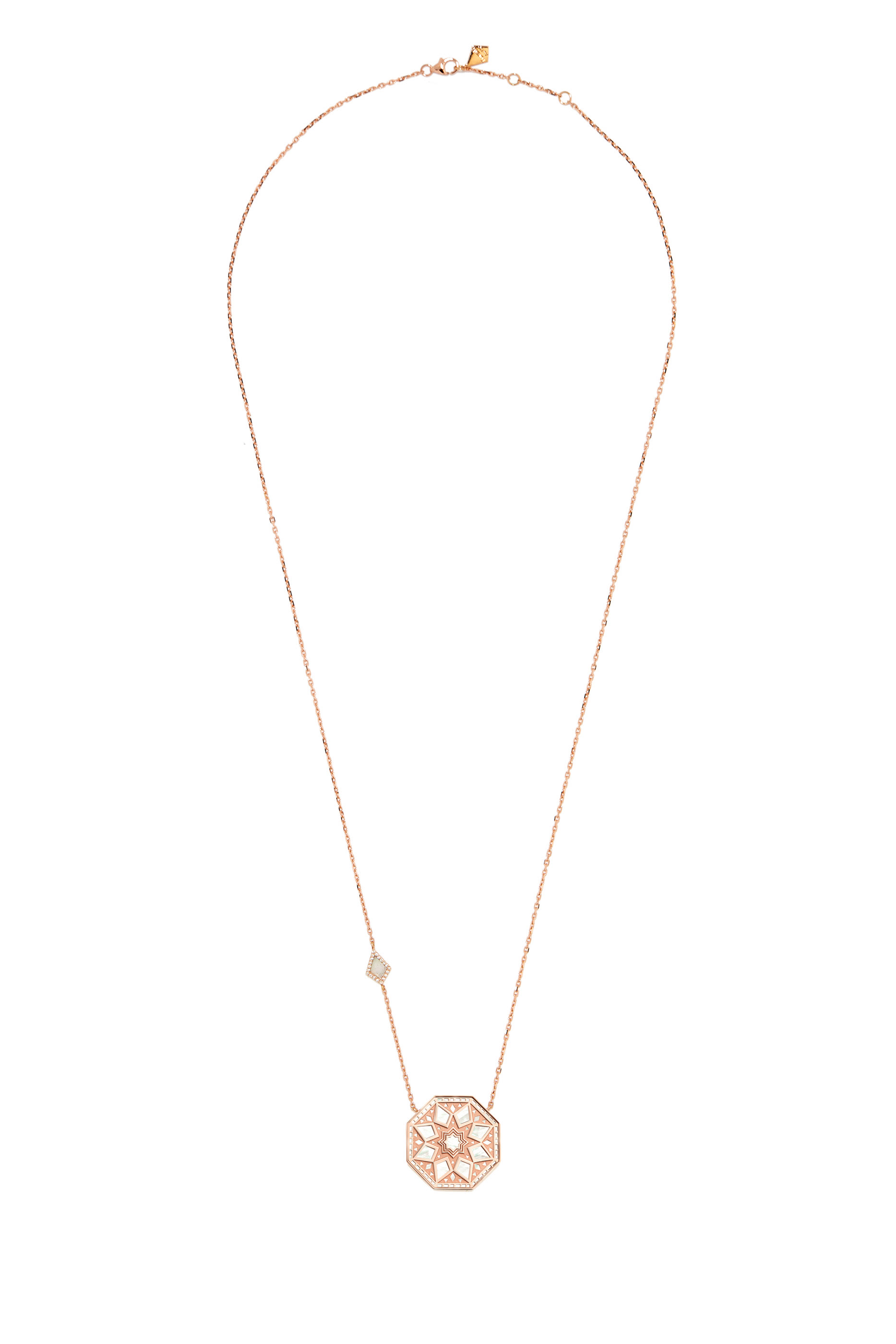 Classic Turath Necklace, 18K Rose Gold, Mother of Pearl & Diamonds