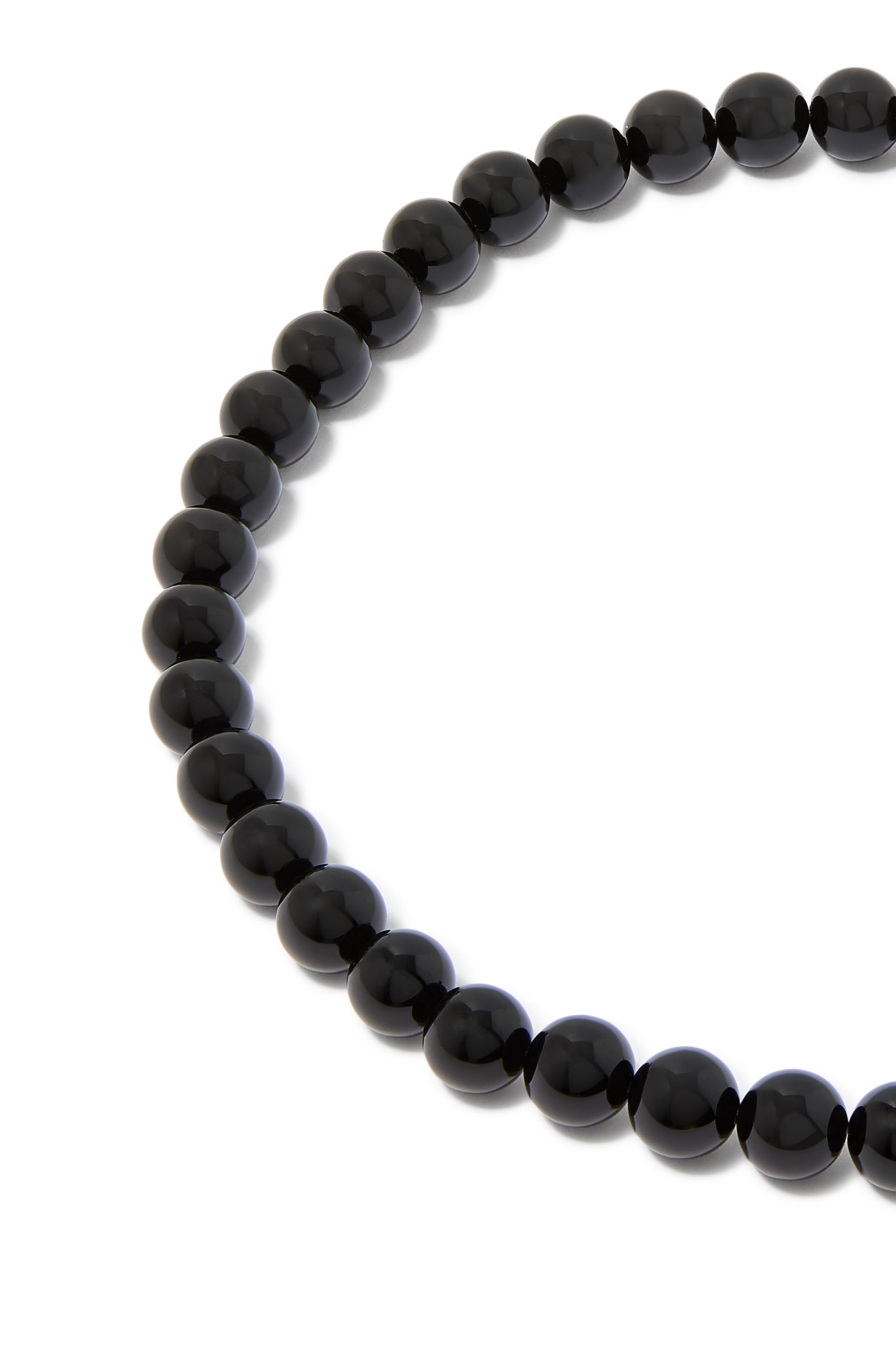  Onyx Beaded Necklace, 18K Yellow Gold