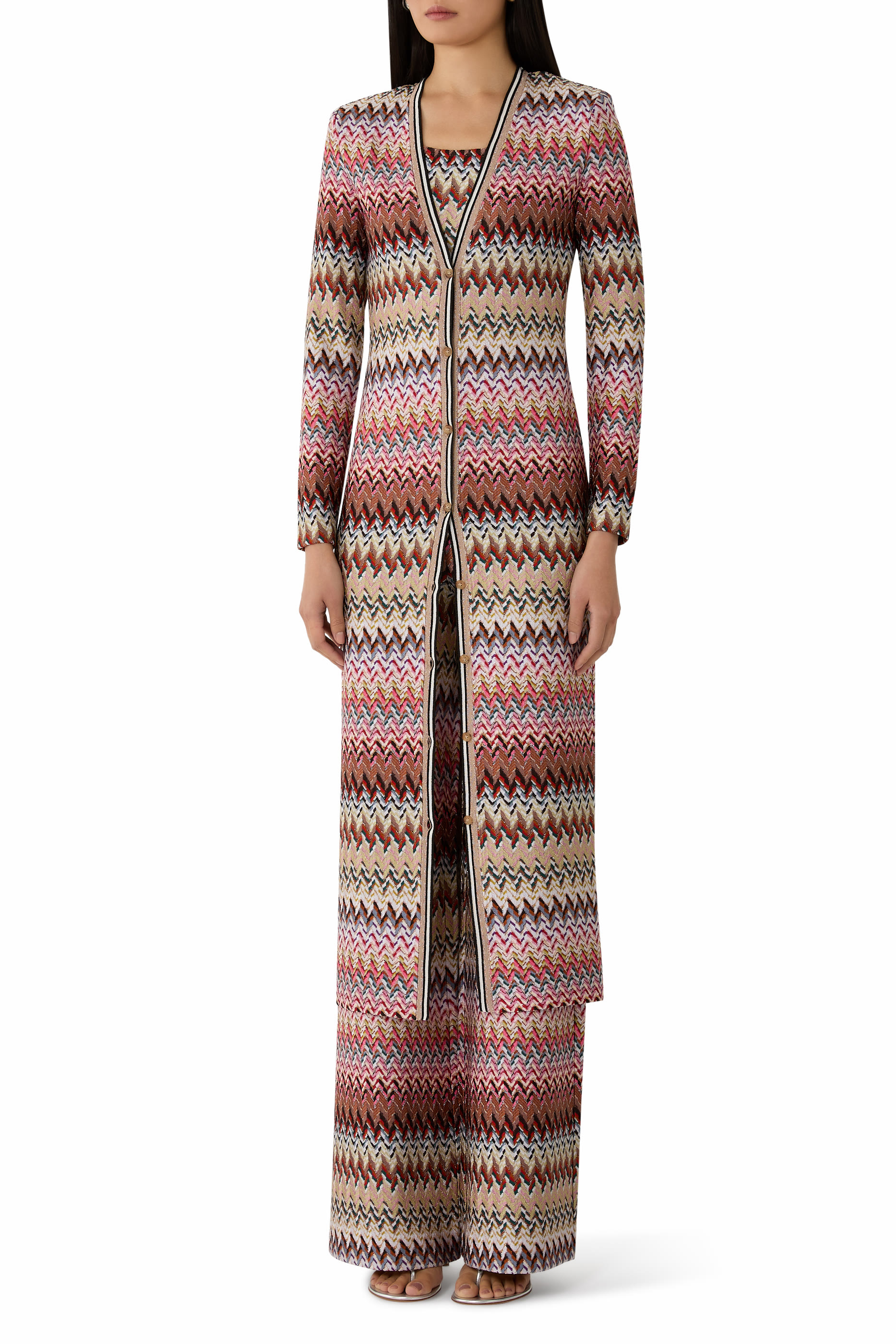 Zigzag-Pattern Cardi-Coat