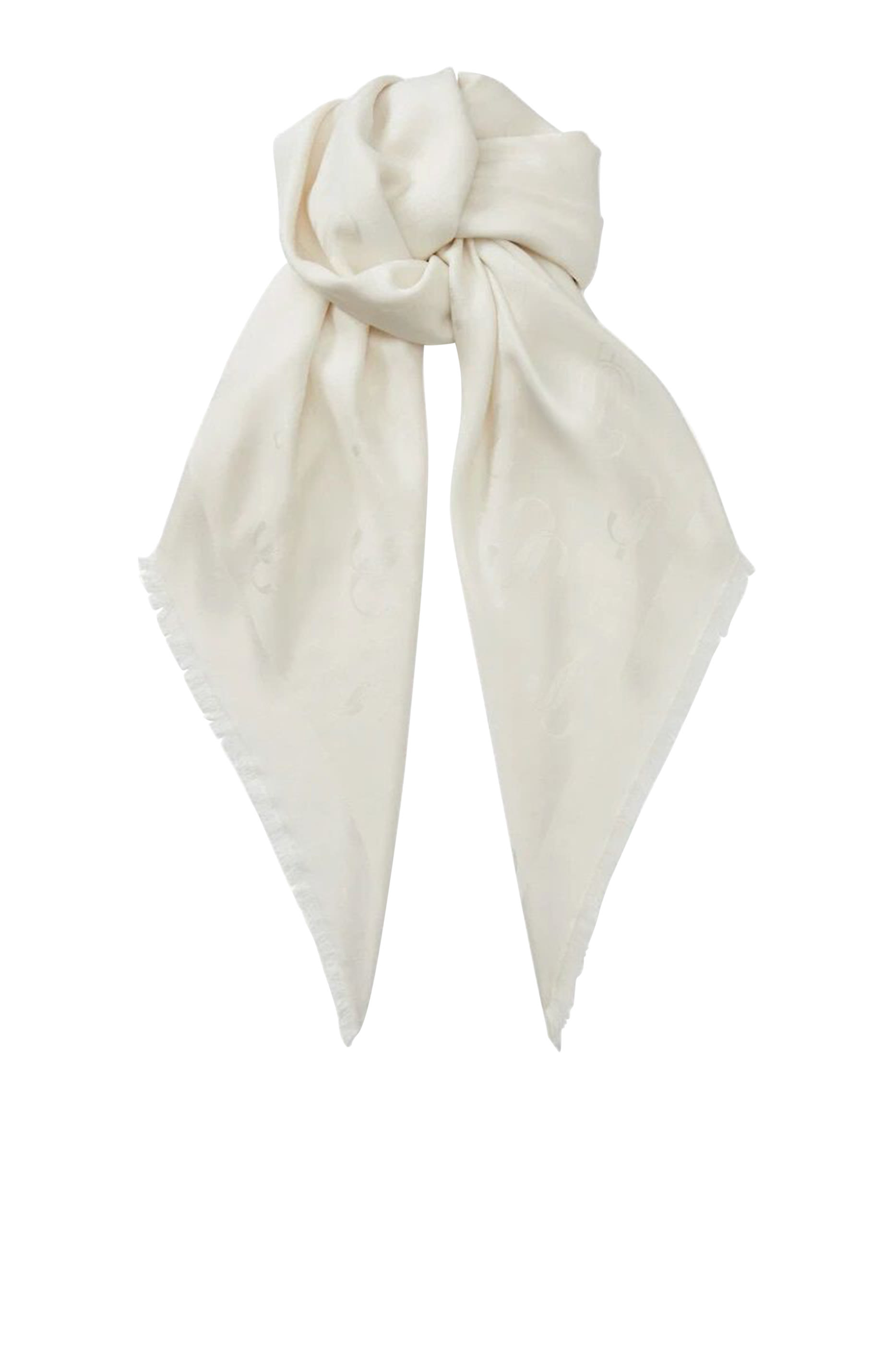 Emani Latte Silk And Wool Jacquard Shawl