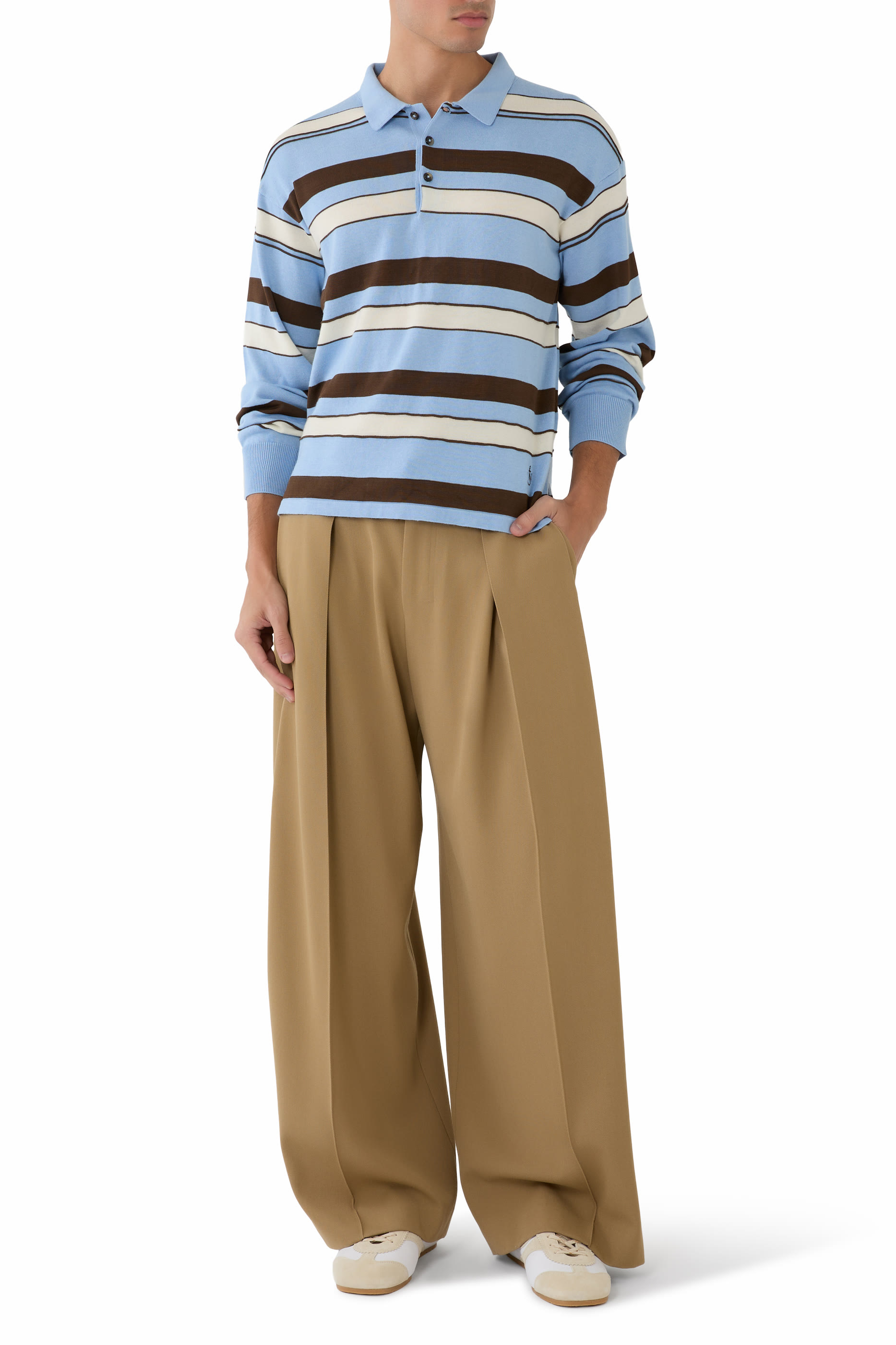 Knit Stripe Rugby Polo Top