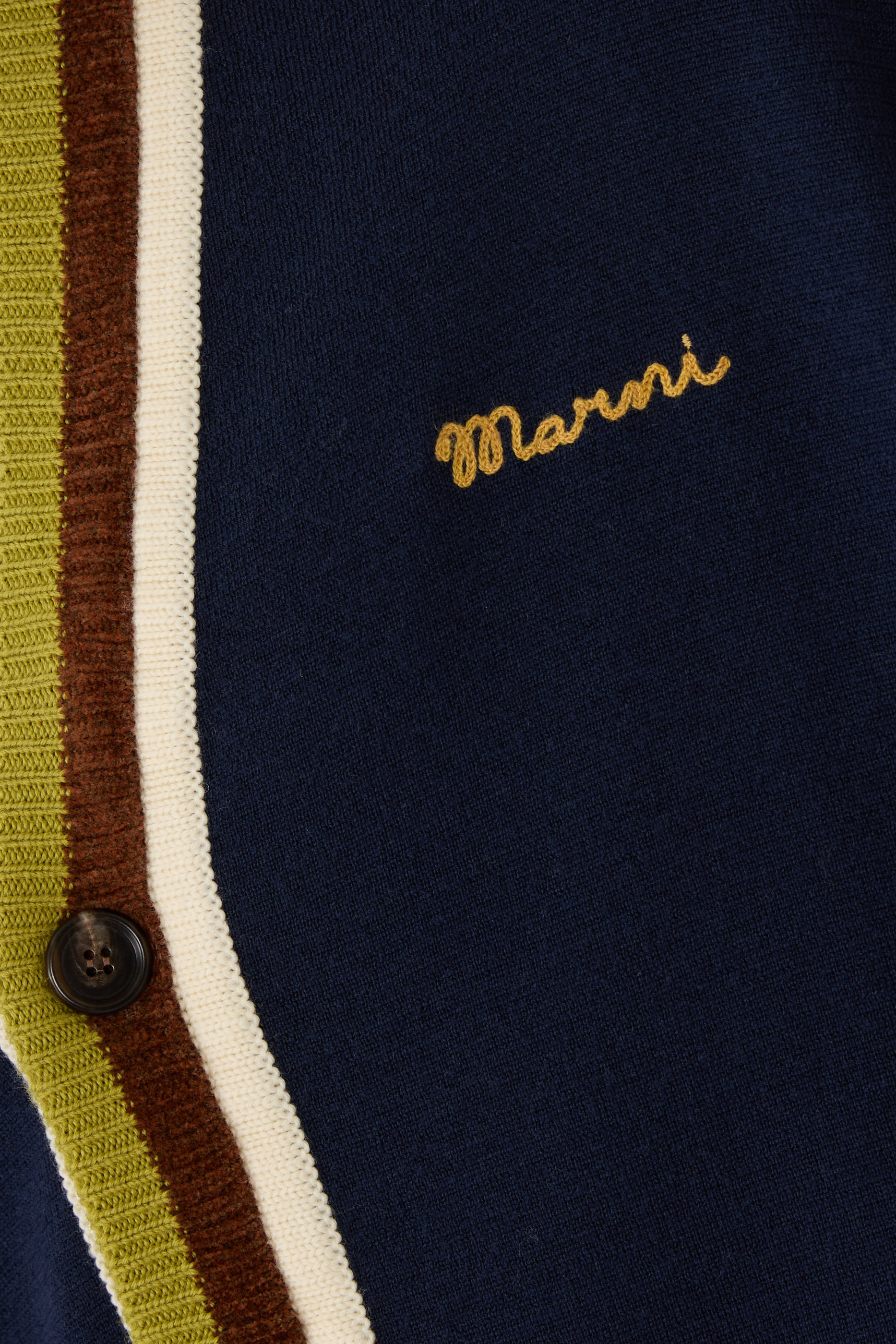 Logo Embroidered Striped Cardigan