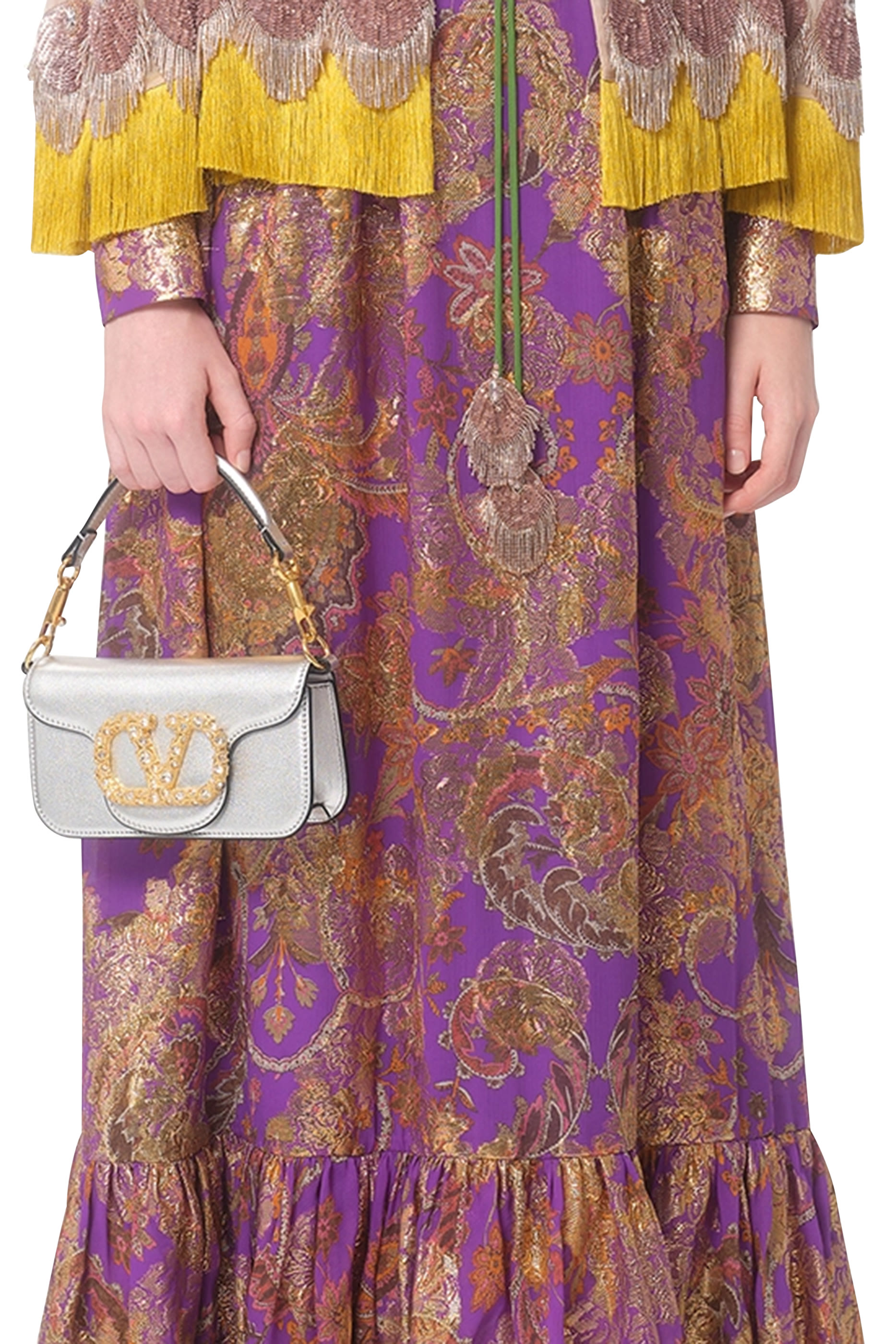 Loc&ograve; Laminated Calfskin Small Shoulder Bag with Jewel Logo