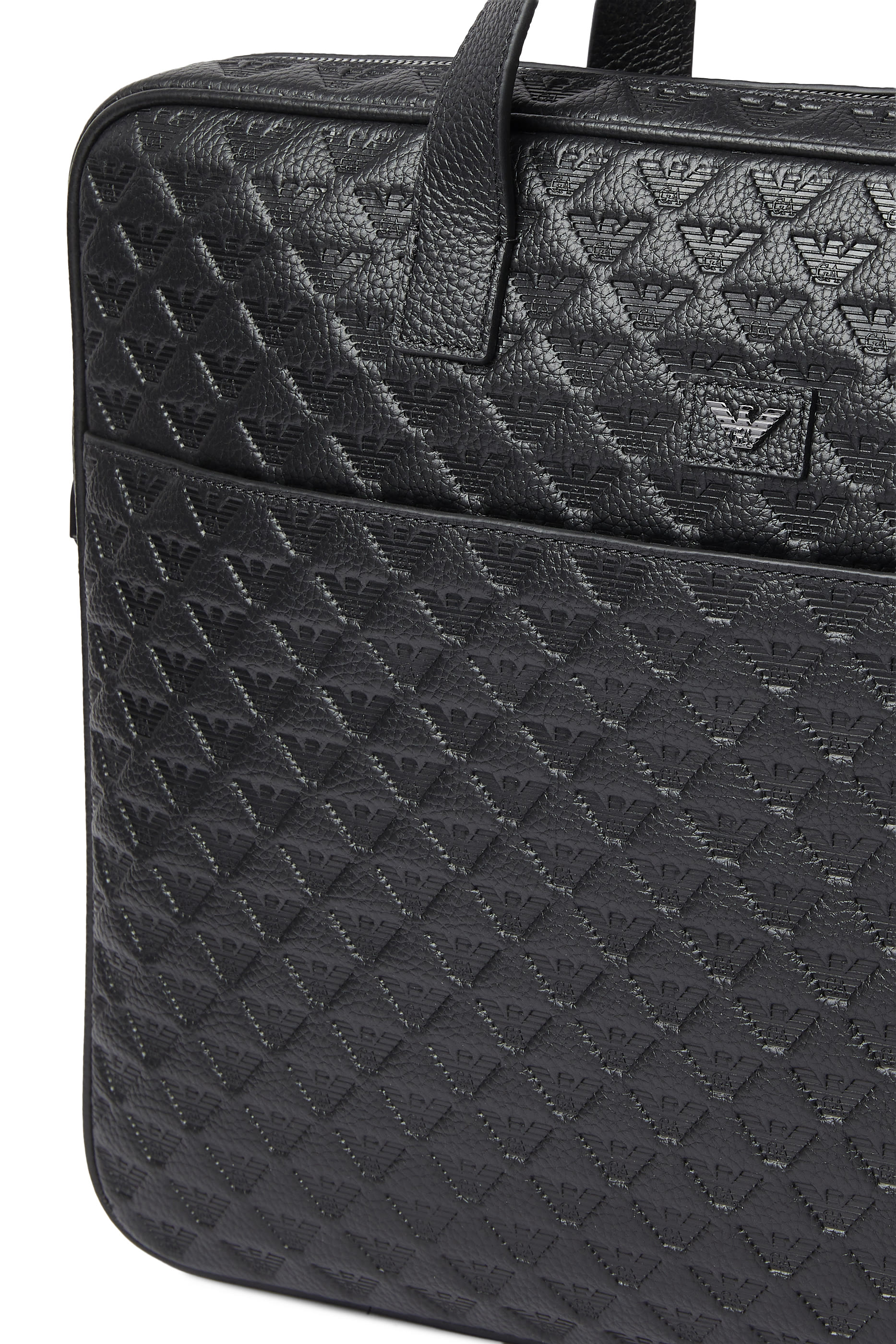 Micro Eagle Logo Leather Briefcase