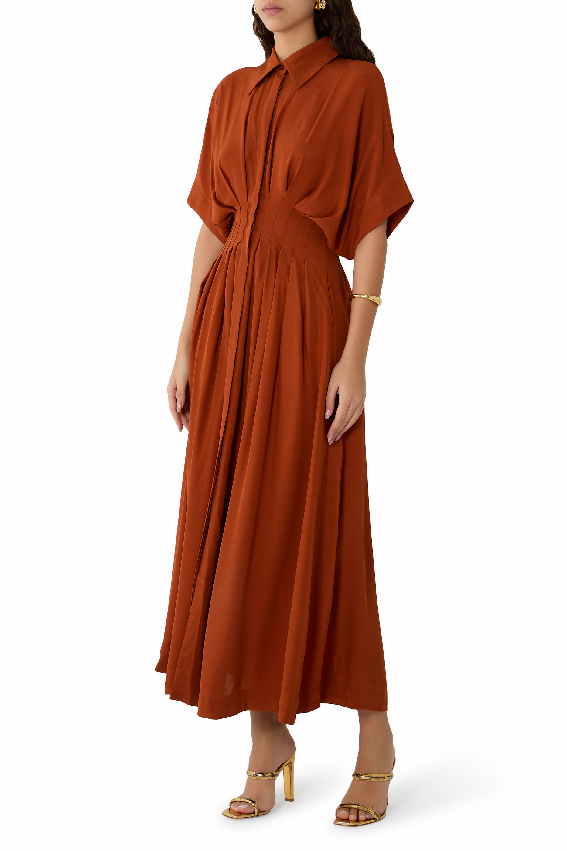 Courage Pleated Waist Midi Dress