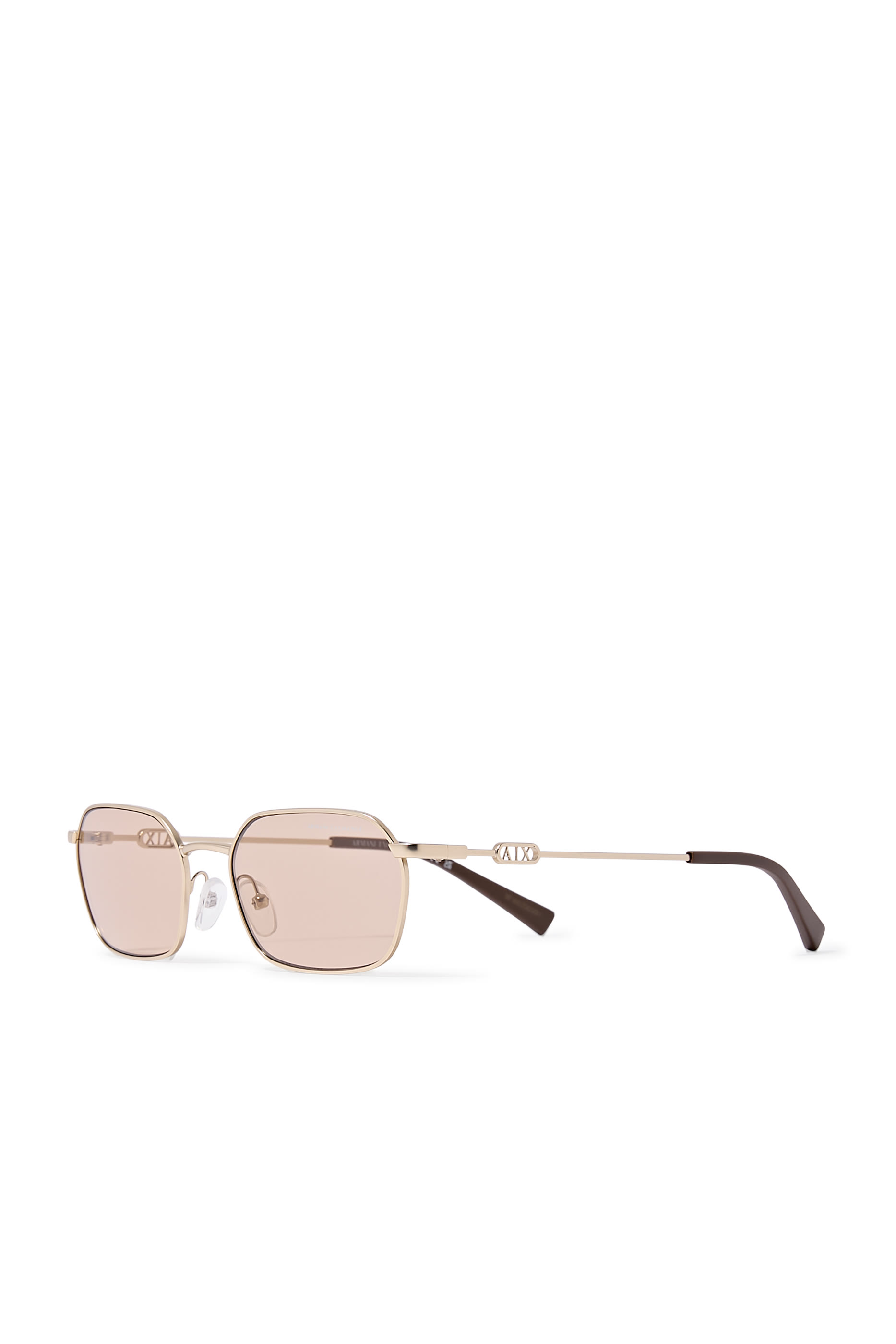 Cross Flat Rectangular Metal Sunglasses