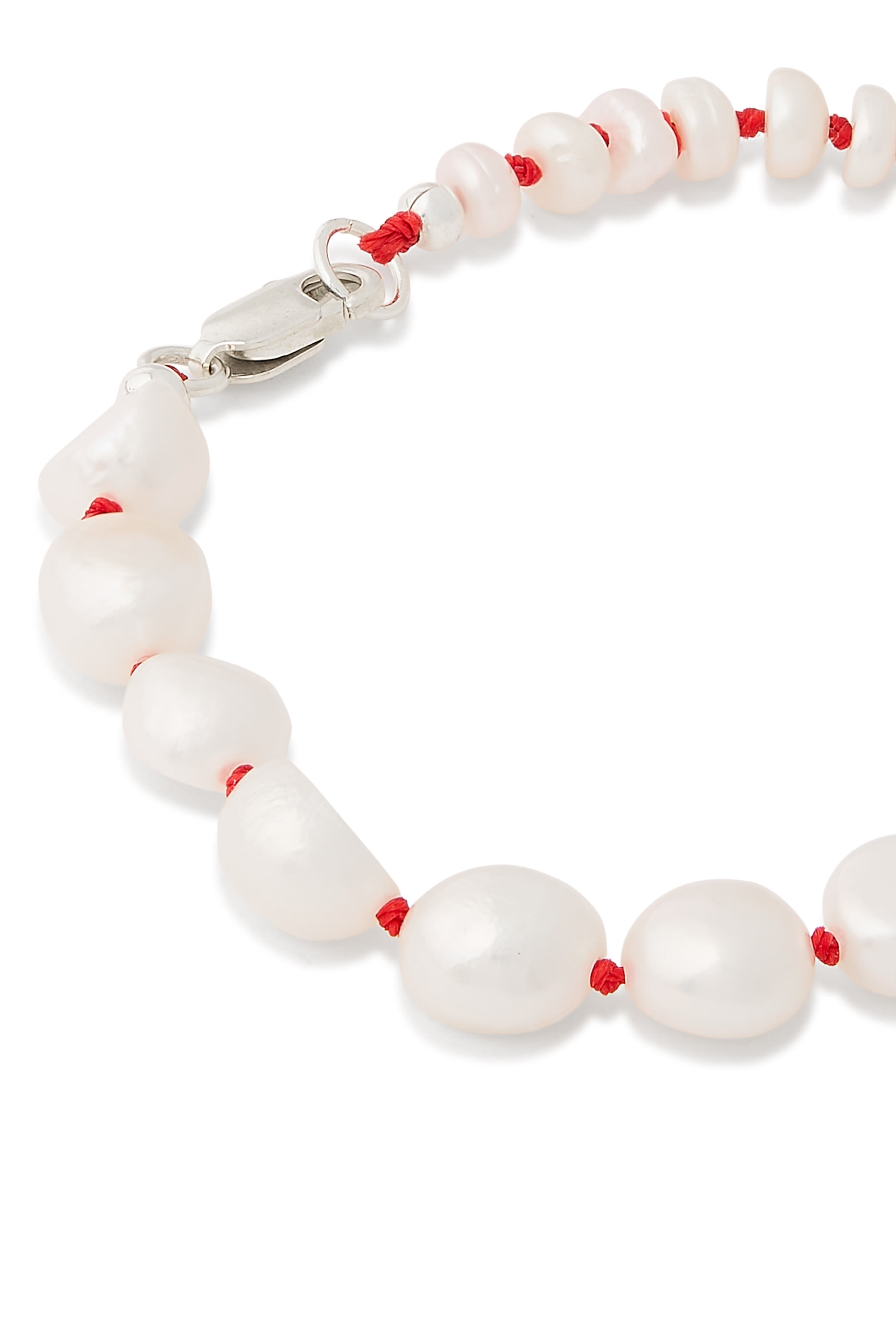 The Mira Necklace with Red Cord, Freshwater Pearls