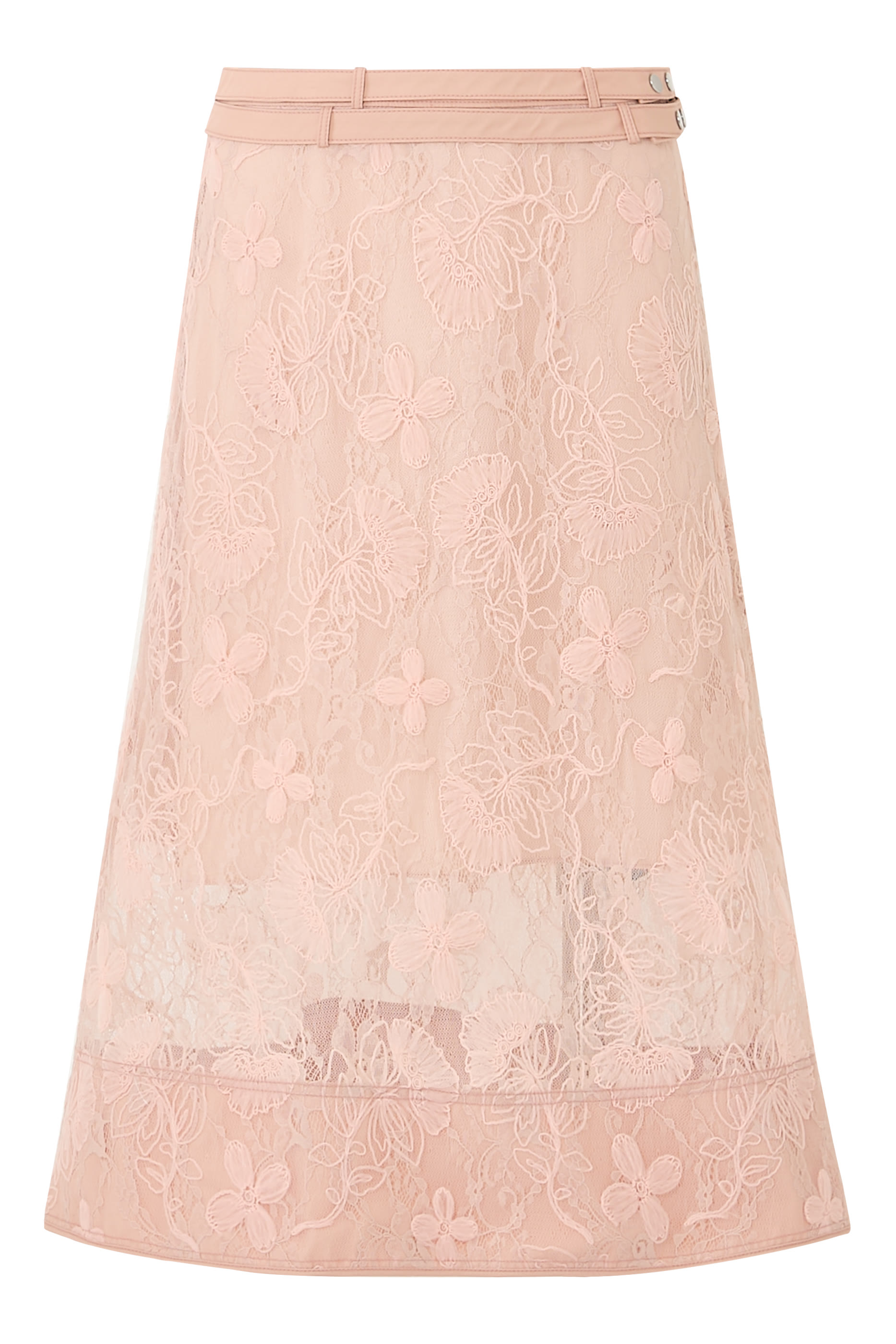  Floral Lace Midi Skirt