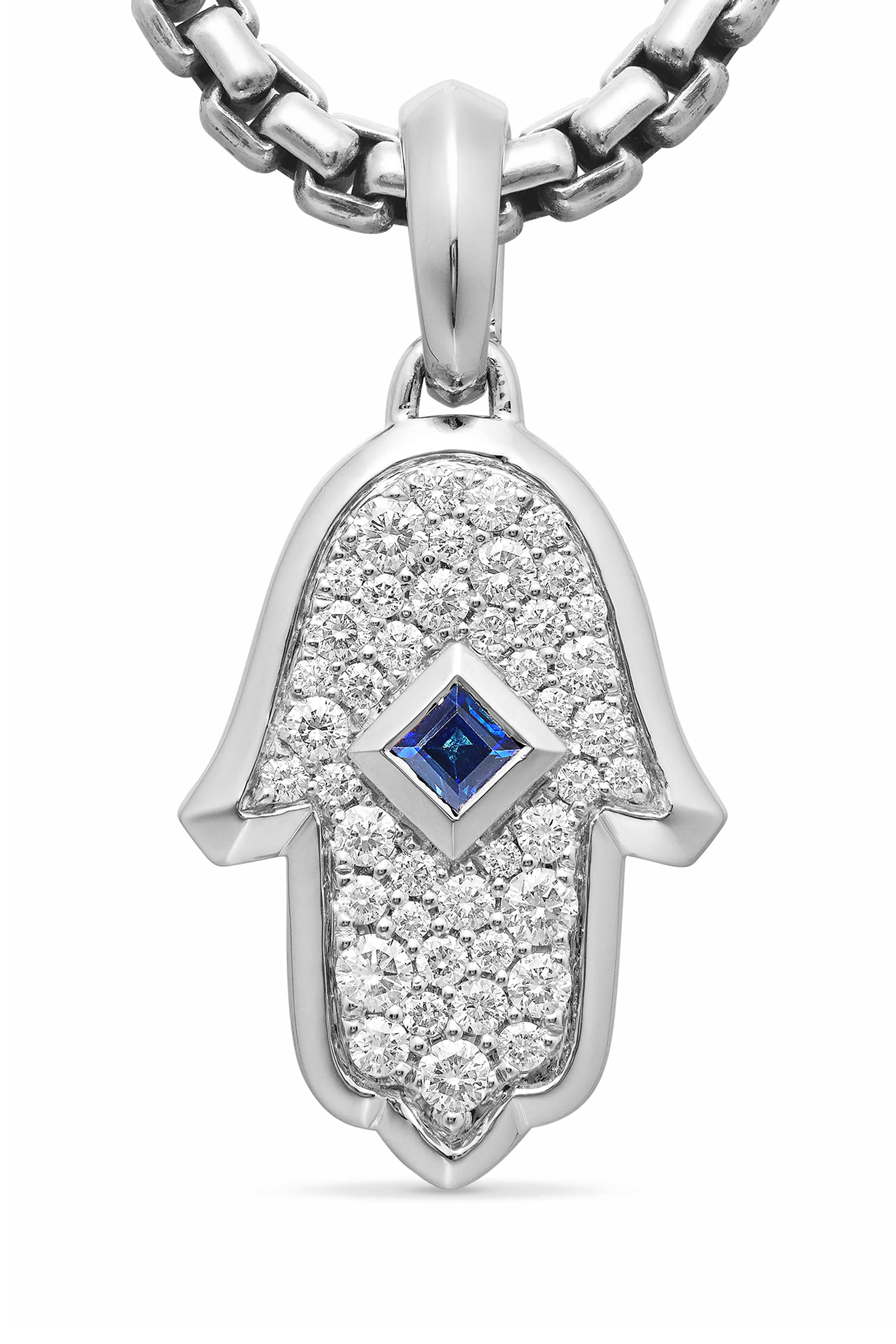 Hamsa Diamond And Sapphire Amulet
