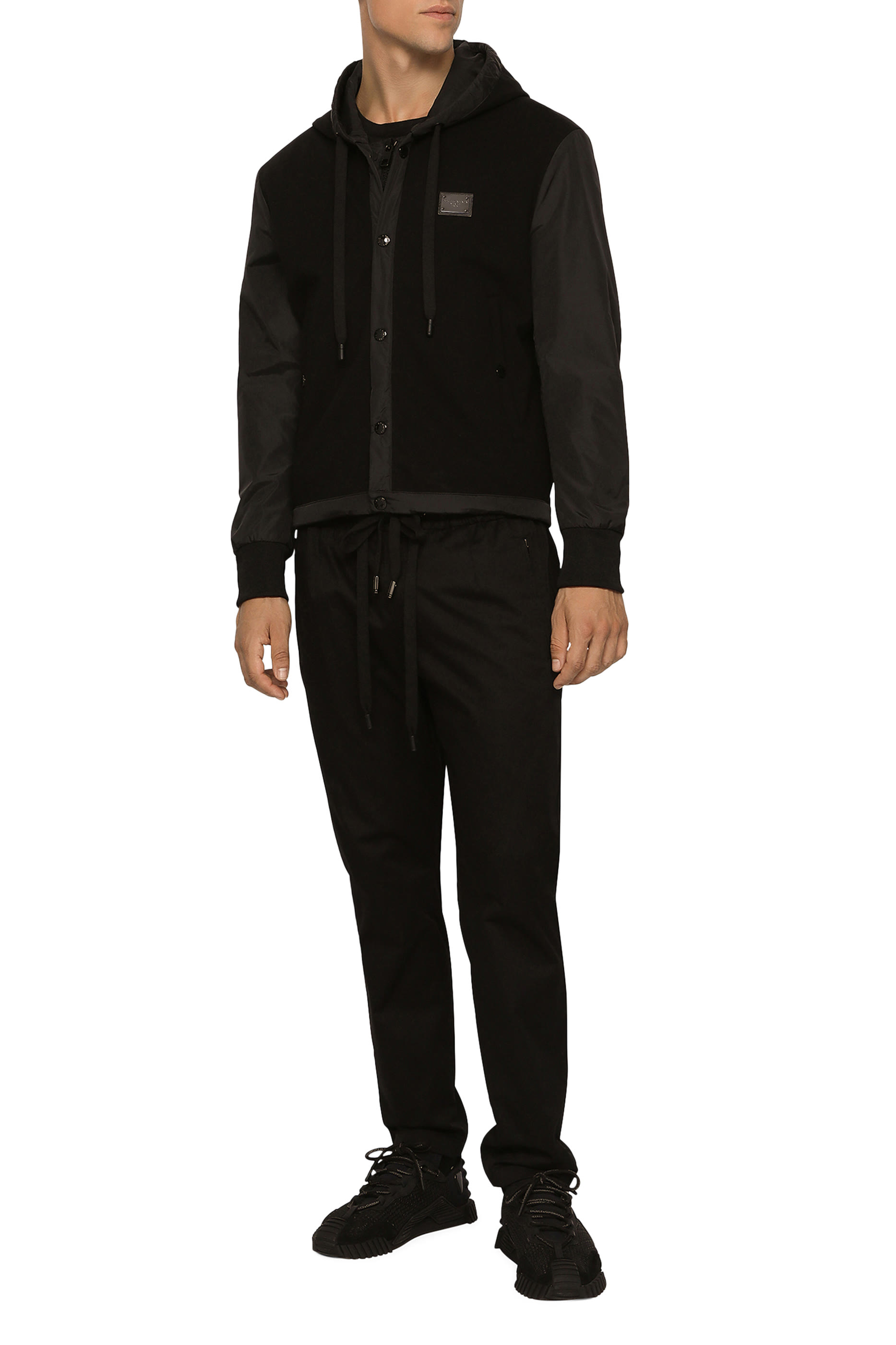 Stretch Cotton Jogging Pants with Logo Tag