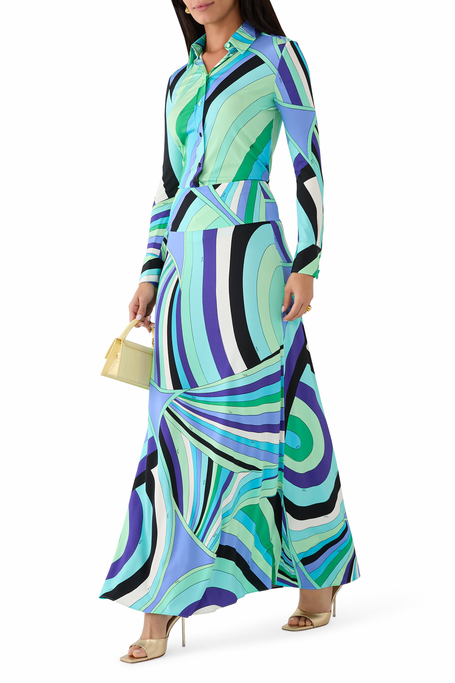 Wave-Print Long Sleeves Shirt