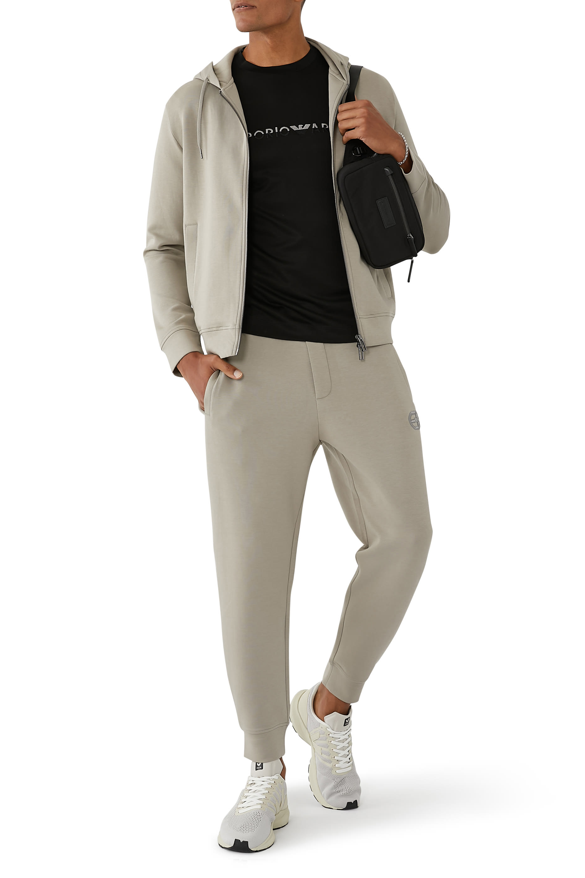 Double-Jersey Zip-Up Hooded Sweatshirt 