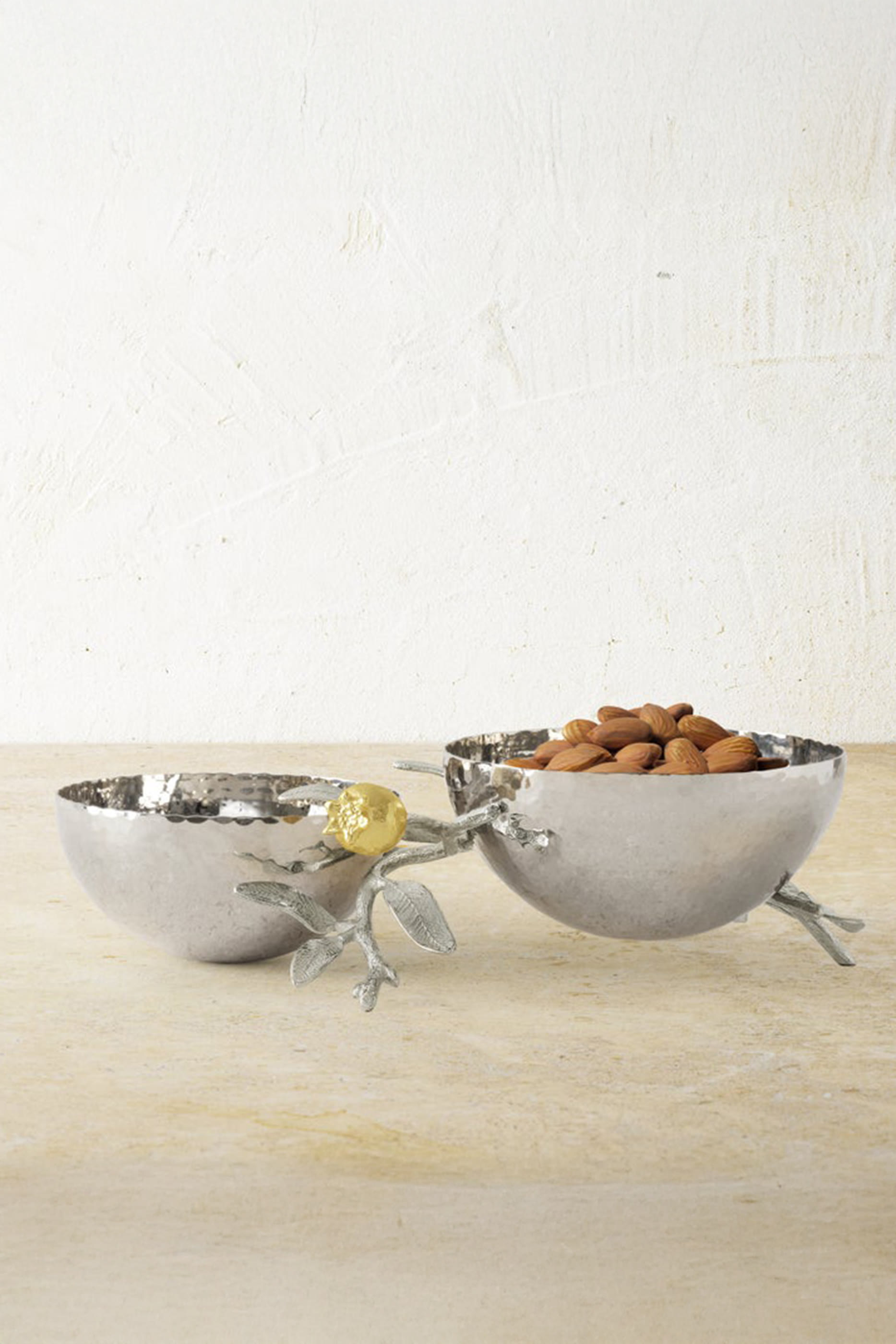 Pomegranate Silver & Gold Double Bowl