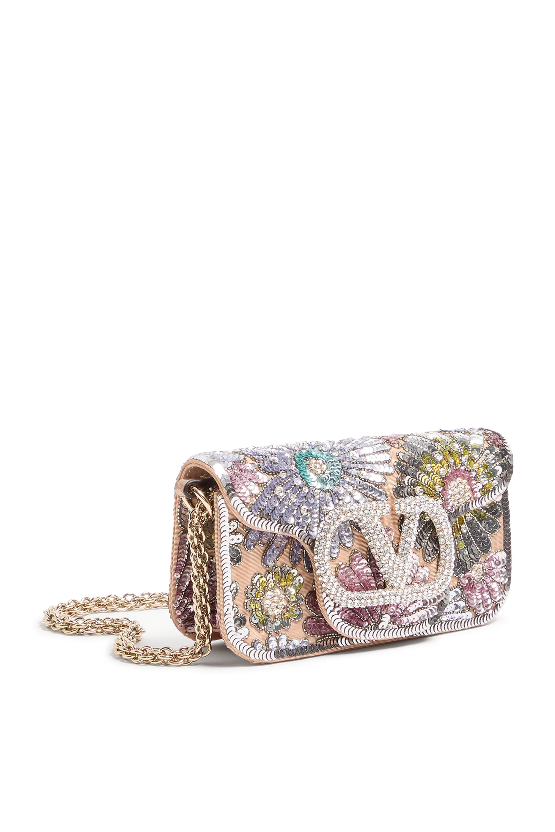 Loc&ograve; Embellished Moir&eacute; Small Shoulder Bag