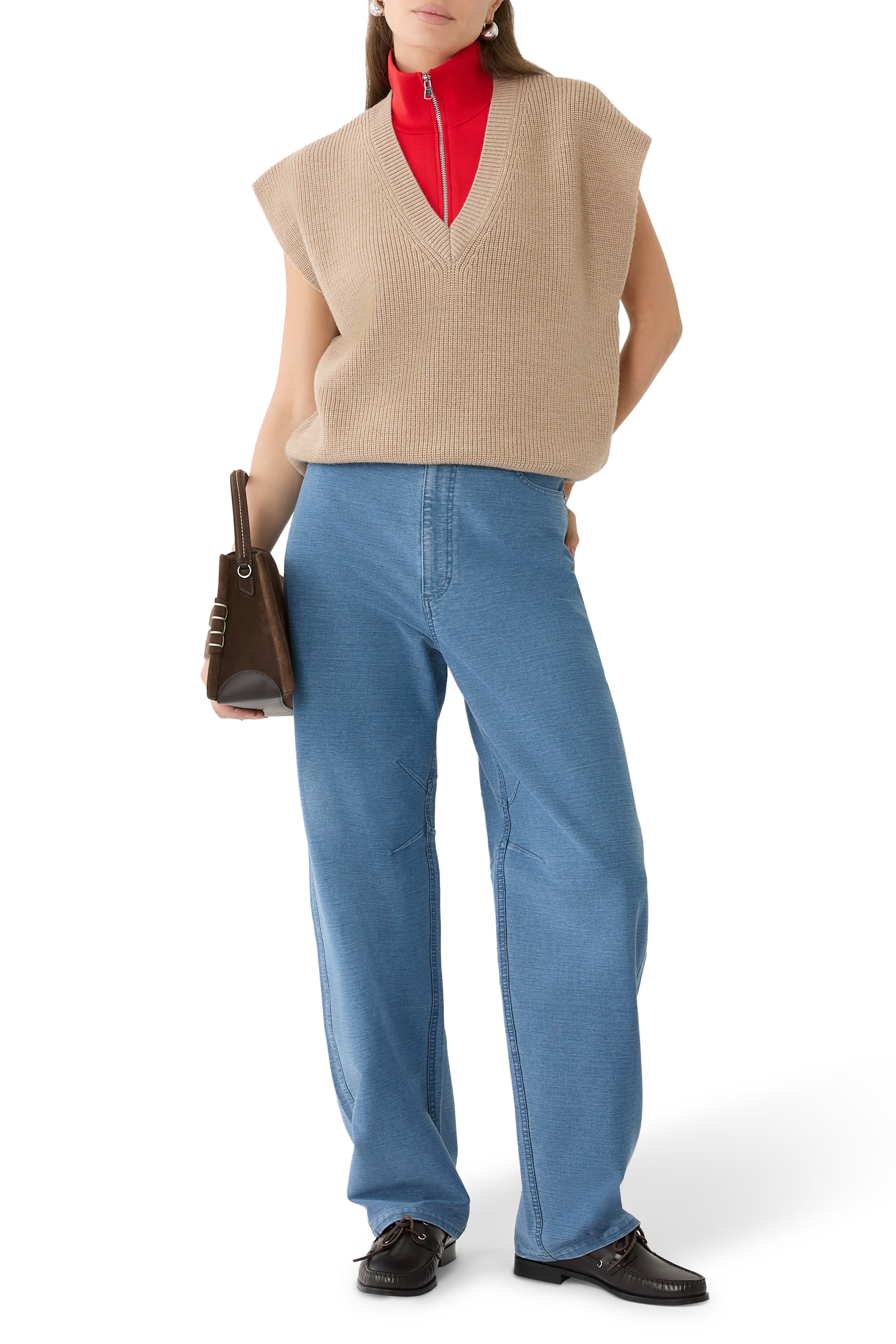 Cardigan Stitch Sweater Vest with Removable Dickie 