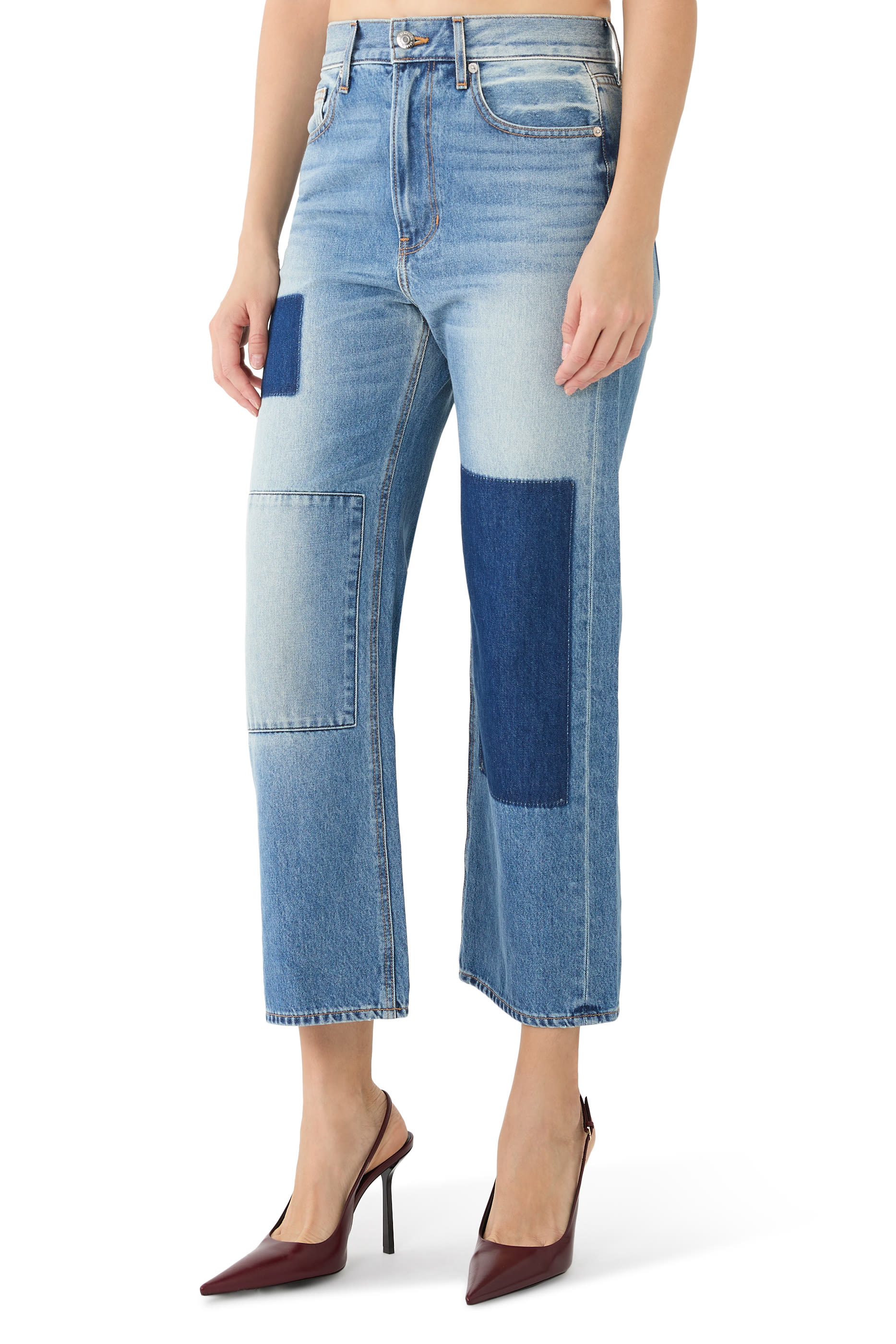 Dylan Patchwork Straight-Leg Jeans