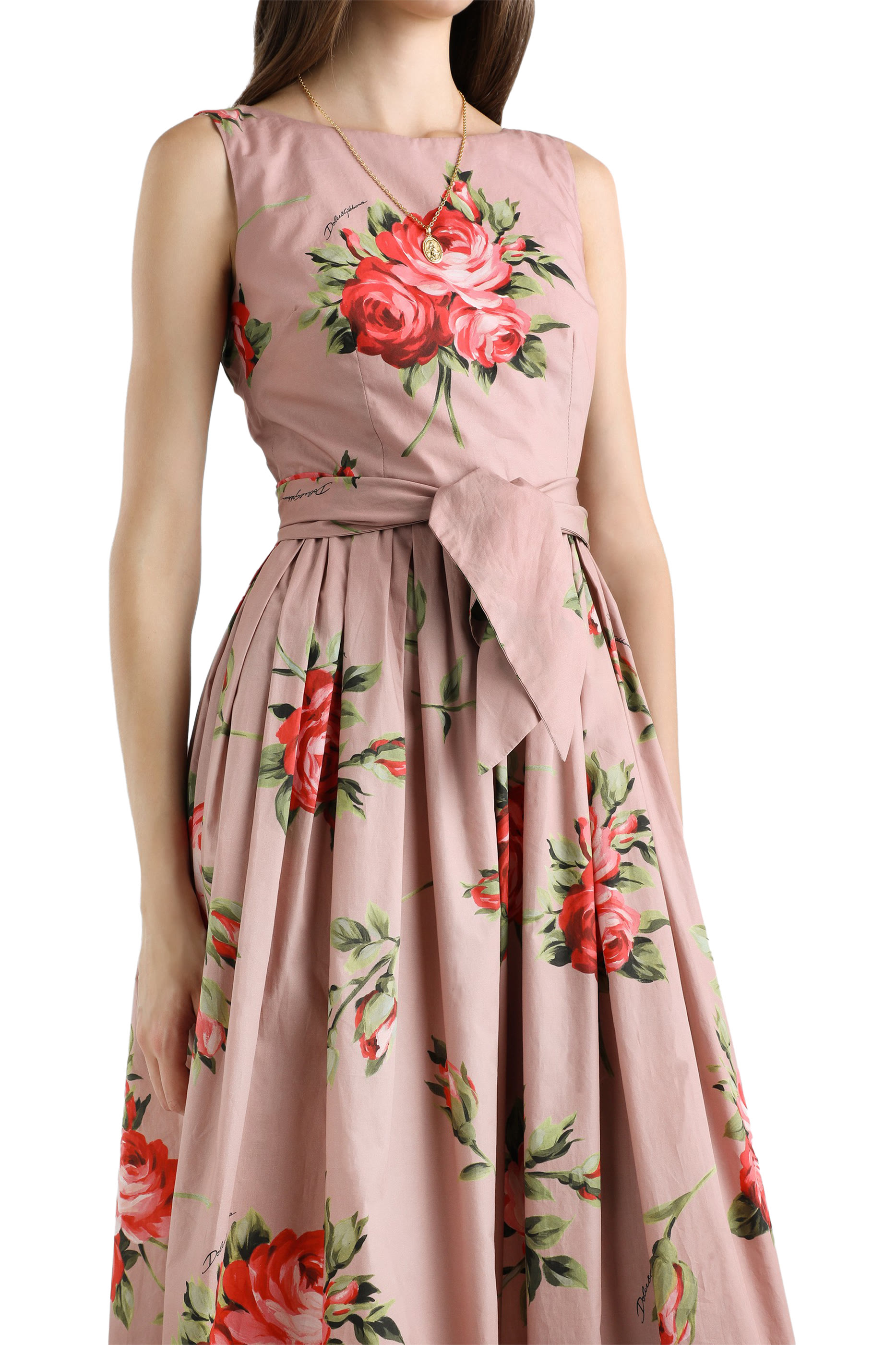 Rose Bouquet-Print Cotton Dress