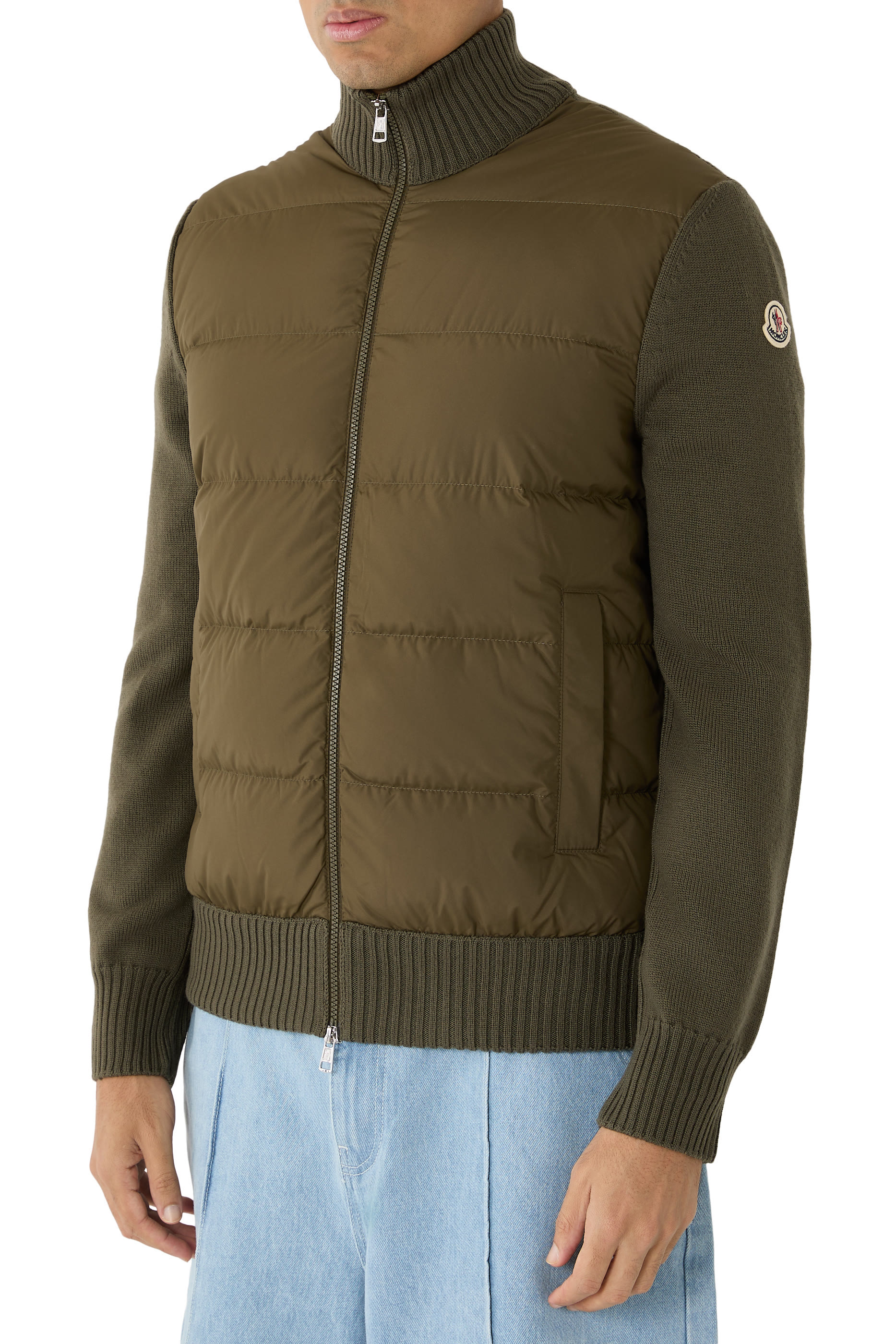 Padded Wool Zip-Up Cardigan 