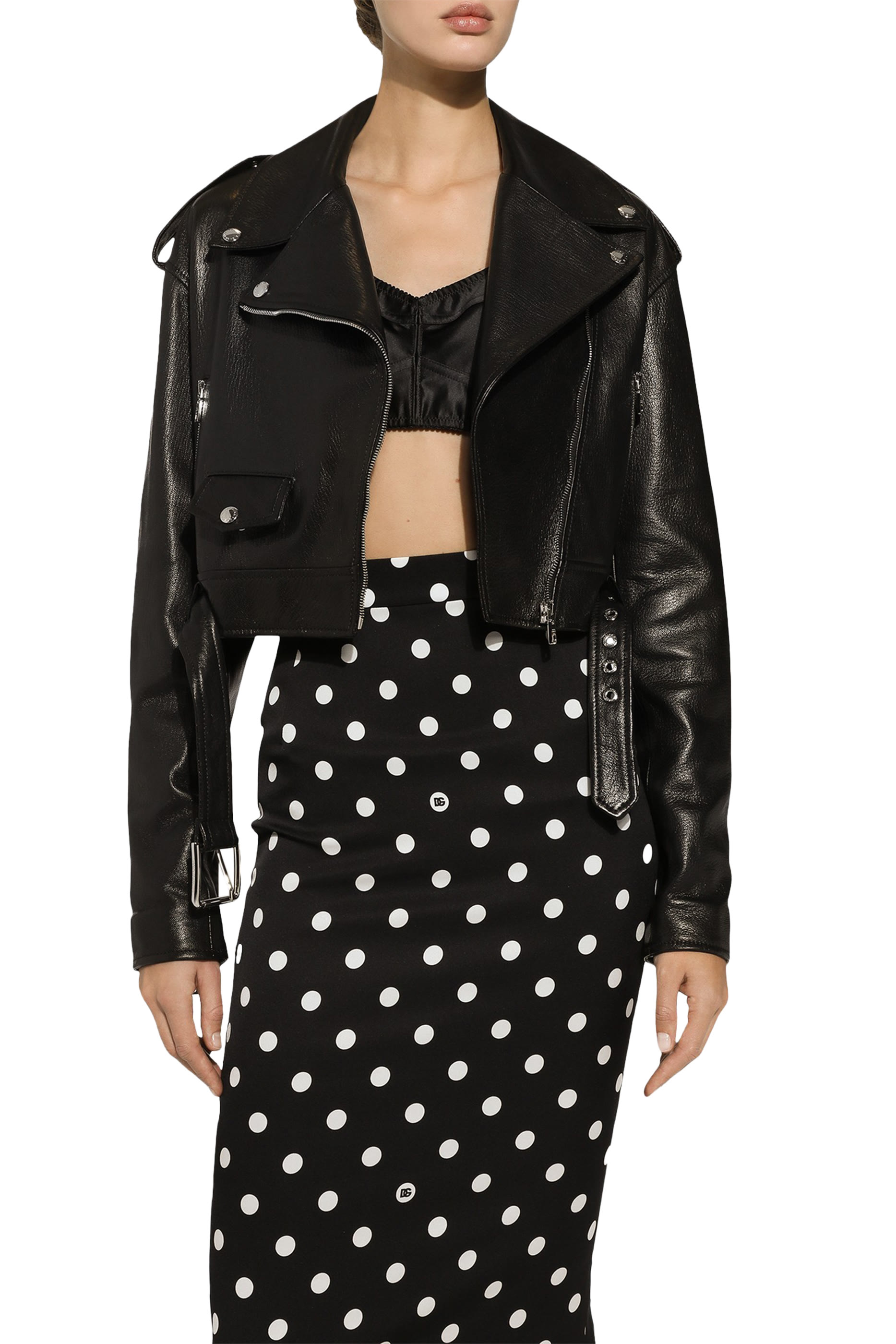 Plong&eacute; Nappa Leather Biker Jacket