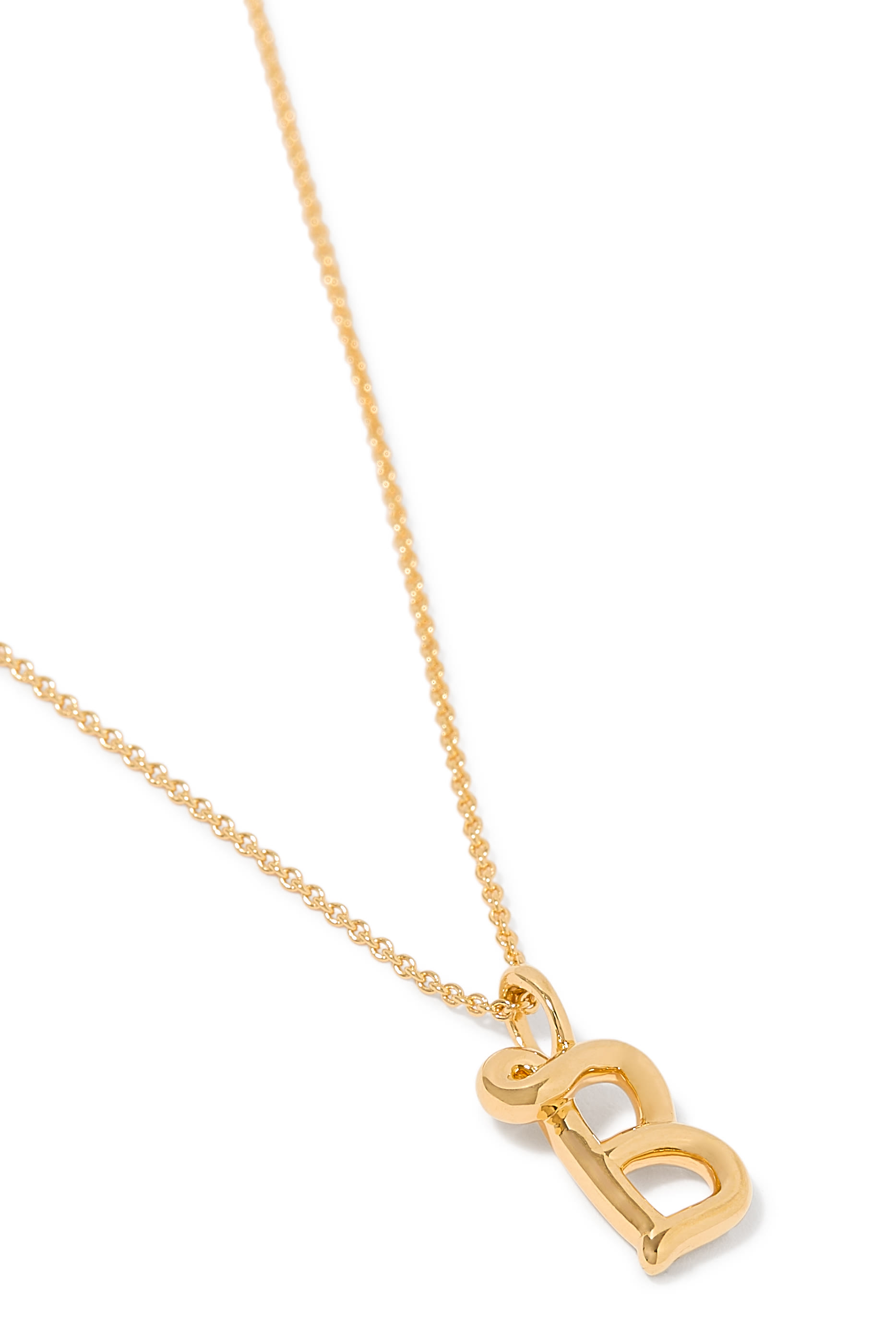Curly Molten Mini Initial Necklace - B, 18ct Recycled Gold Vermeil on Recycled Sterling Silver