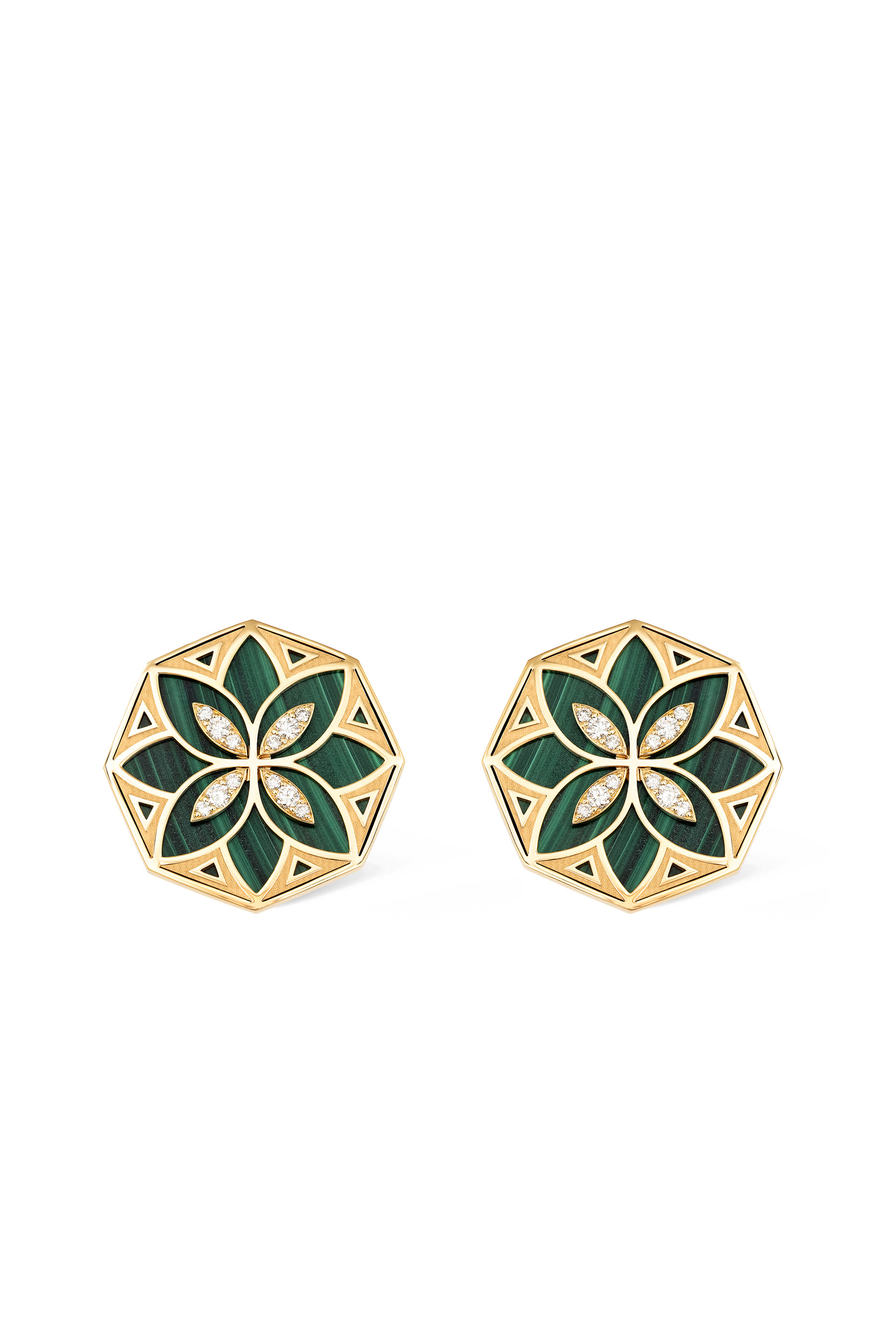 Ward Turath Flower Earrings, 18k Yellow Gold & Diamonds