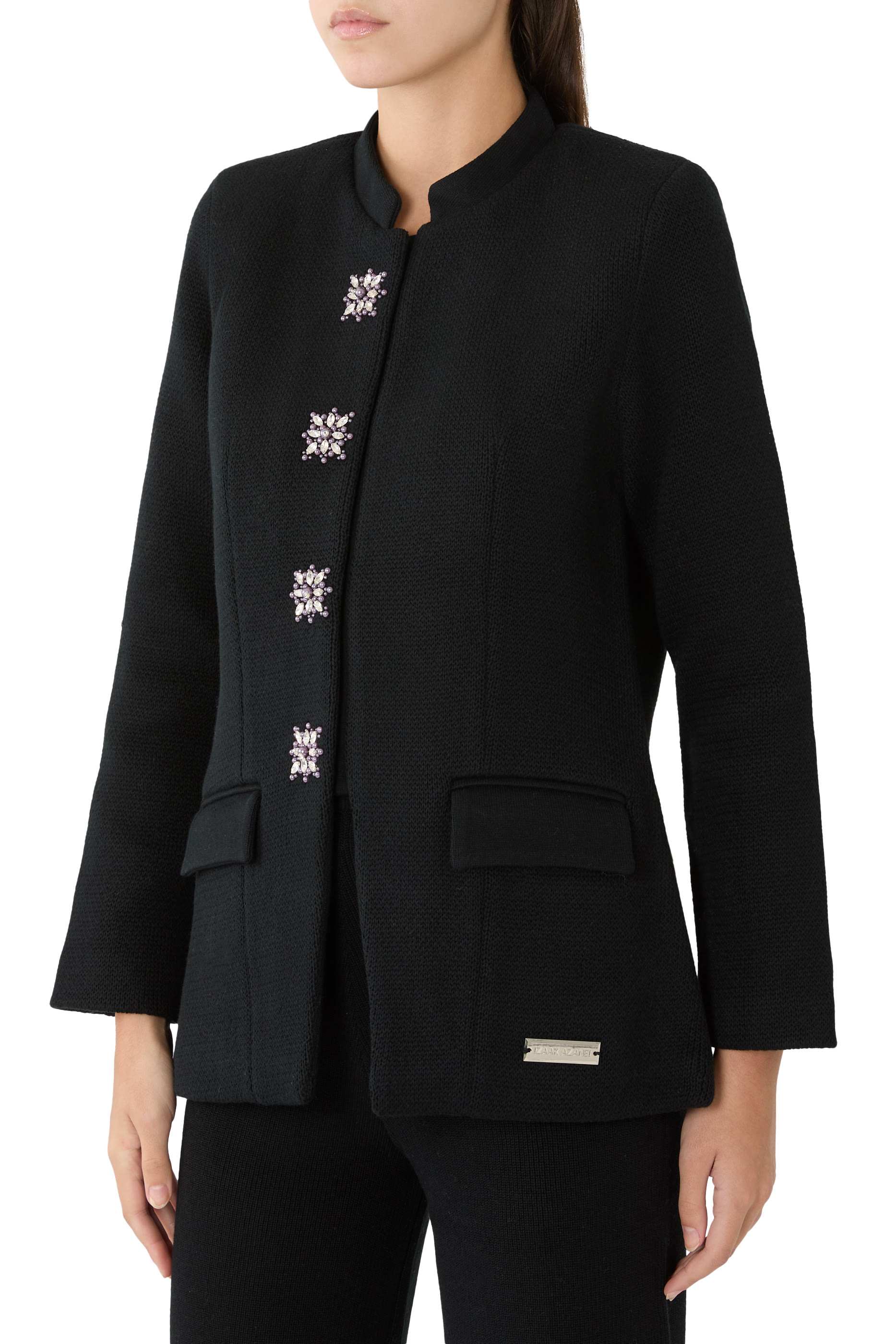 Button-Detail Nehru Collar Jacket