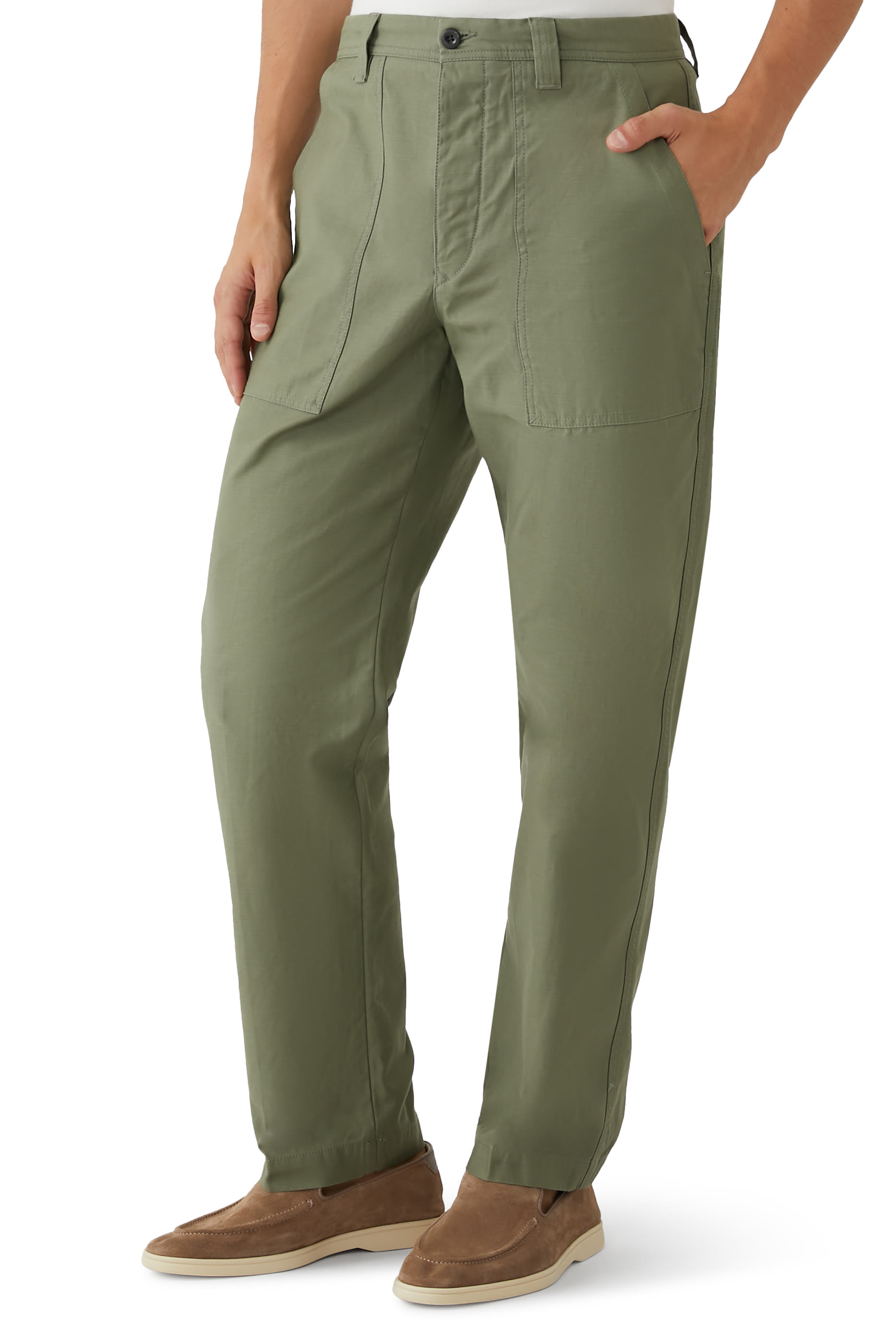 Straight Cotton Satin Pants