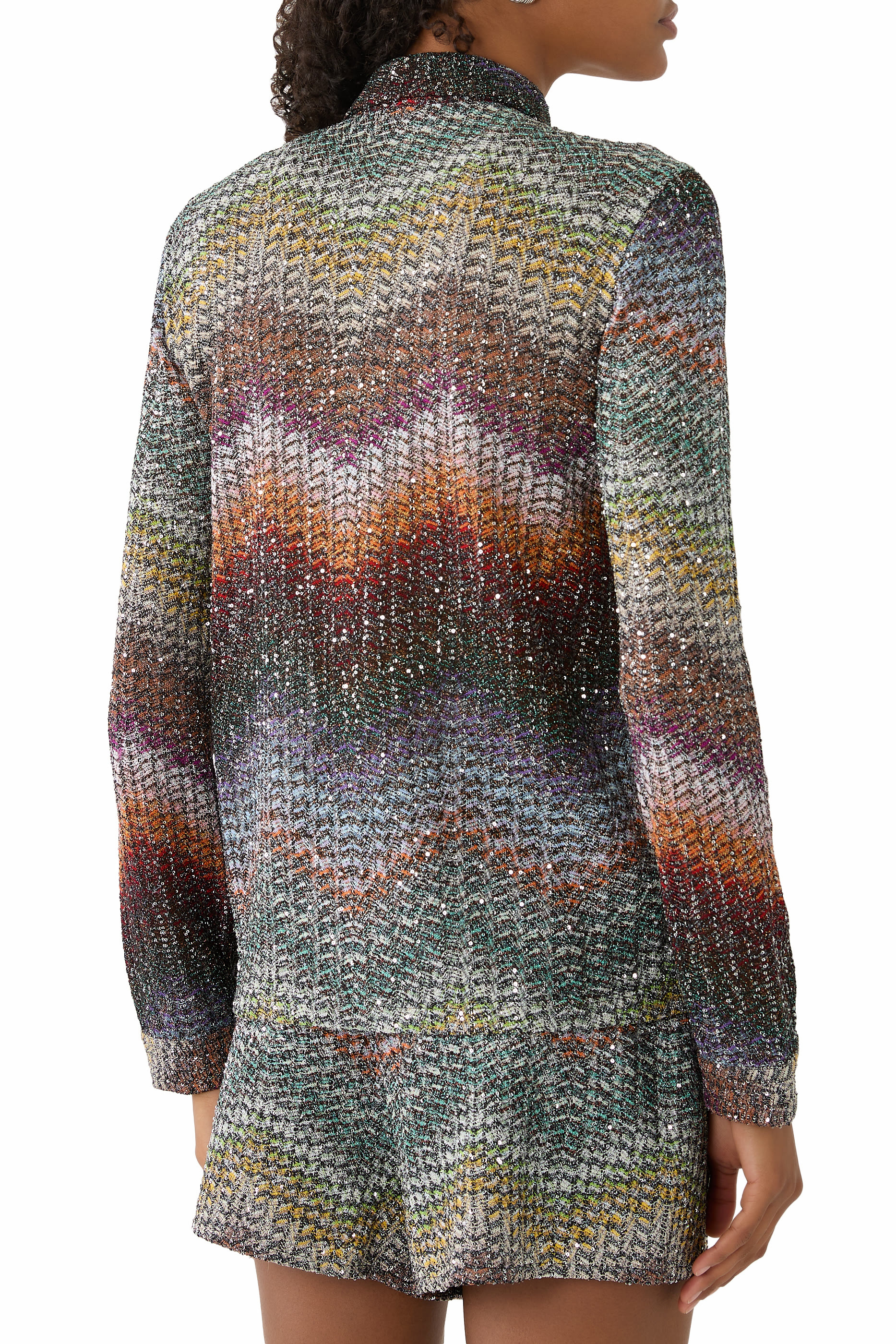 Mixed Viscose Lam&eacute; Sequin Emebellished Shirt 