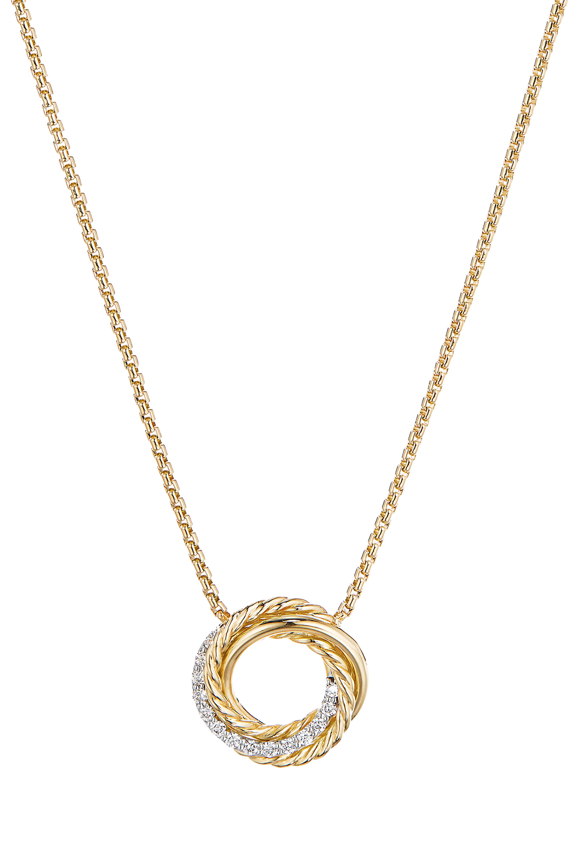 Crossover Diamond Pendant Necklace