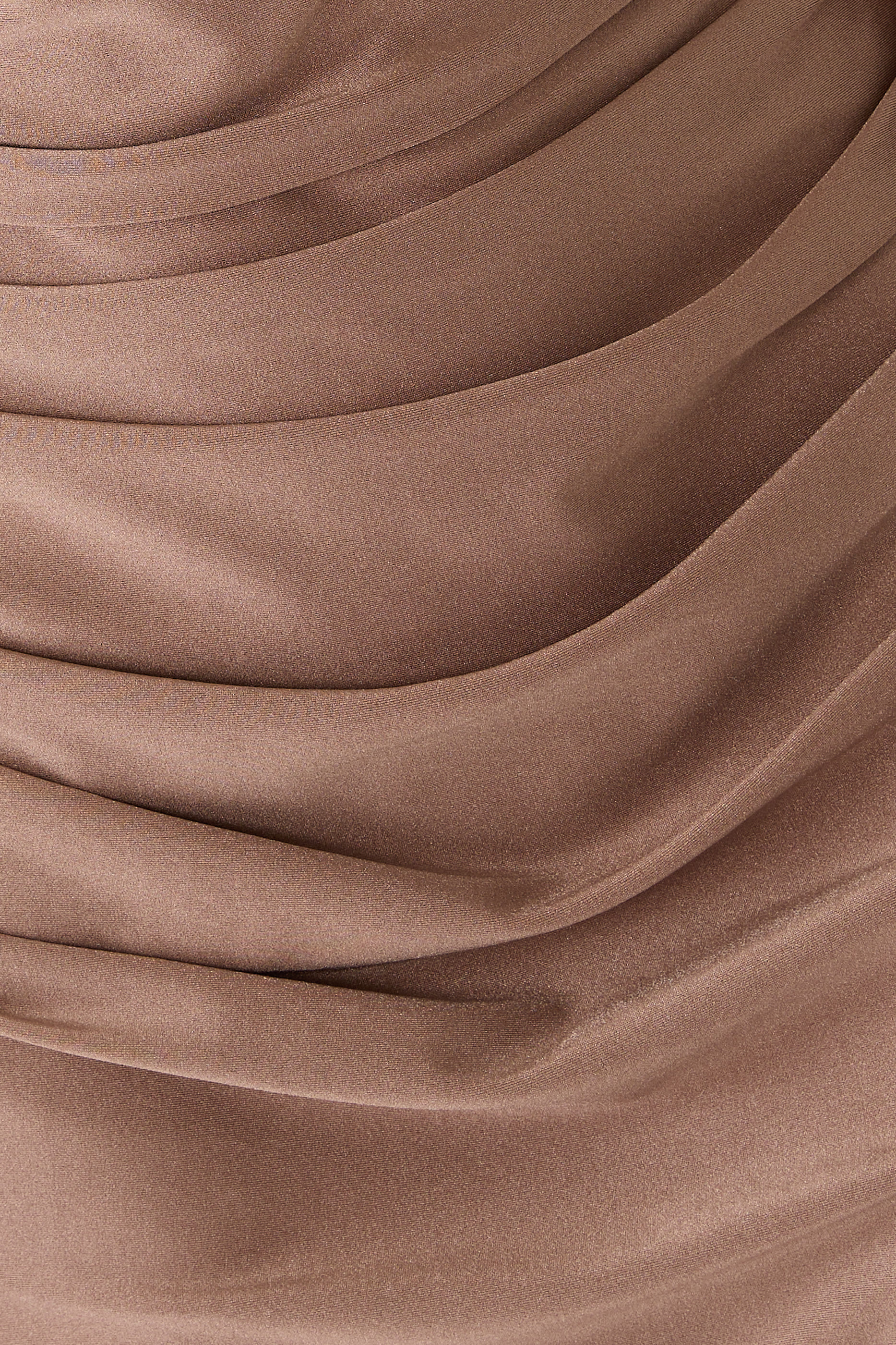 Shine Jersey Asymmetrical Ruched Draped Gown