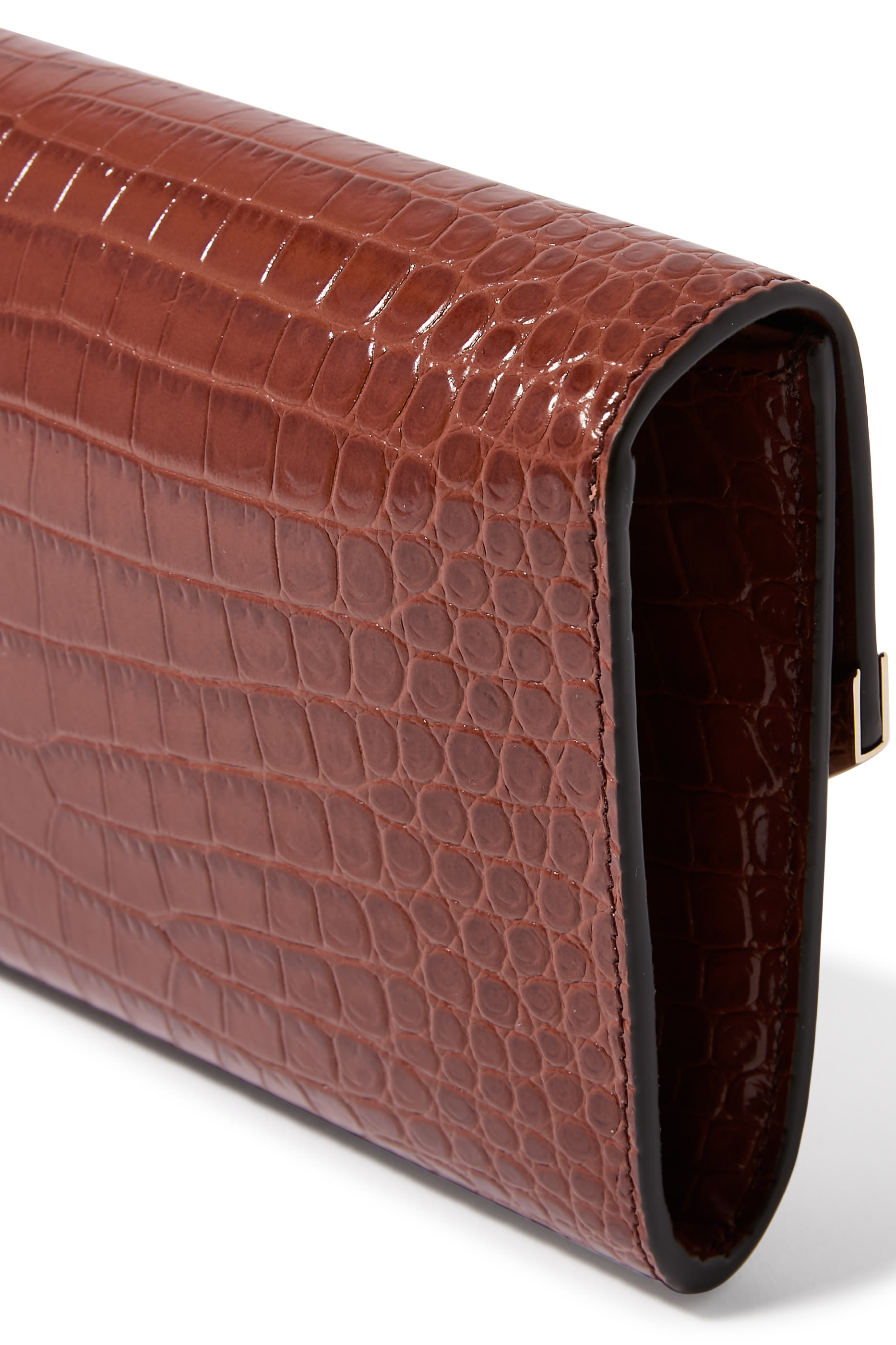 Emmie Croc-Embossed Linear Clutch