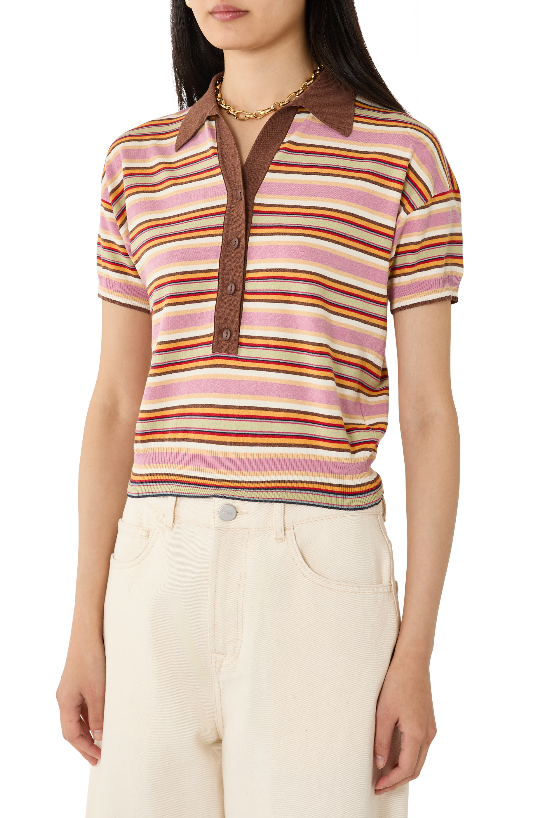 Sable Striped Knit Polo