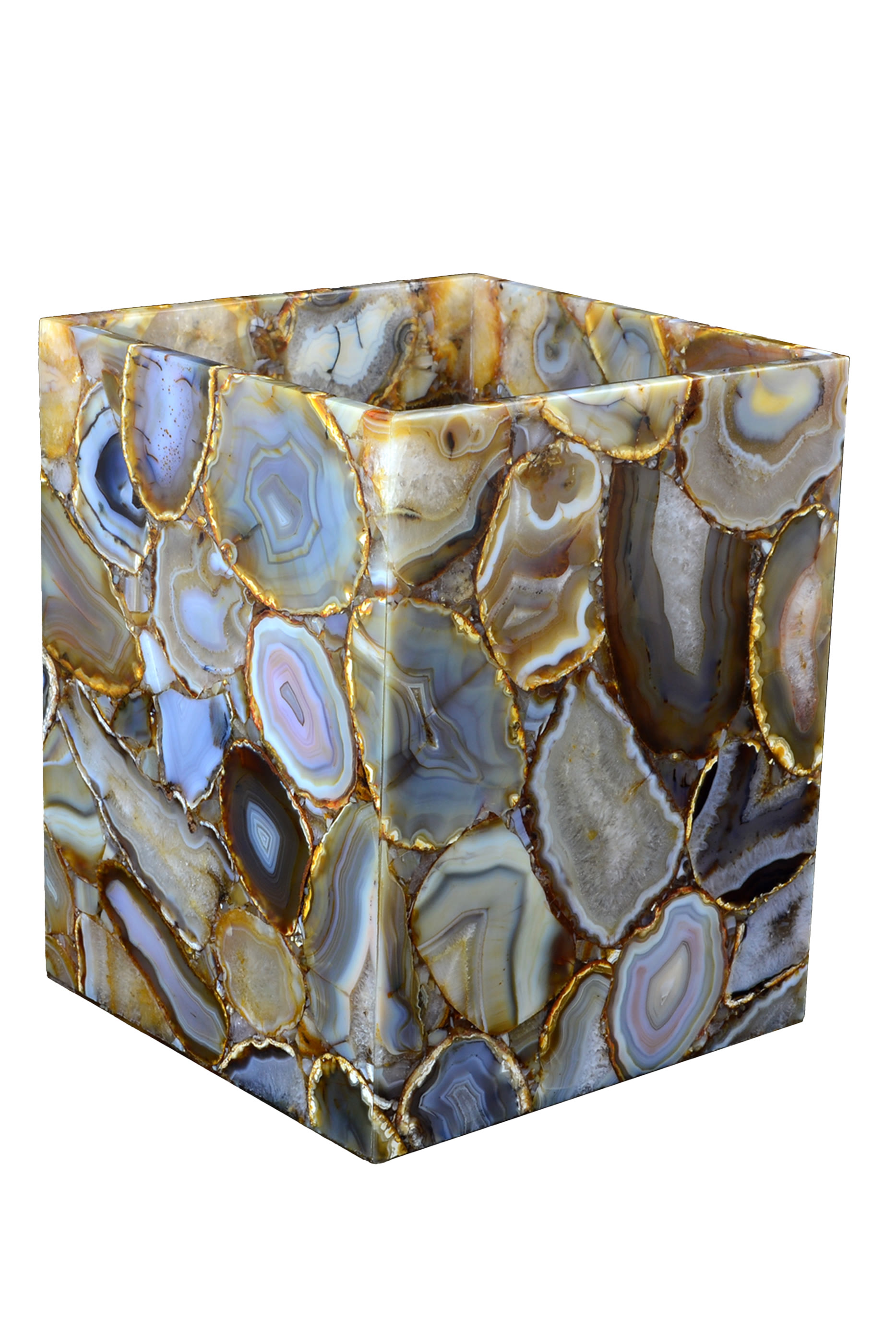 Semi Precious Agate Waste Basket
