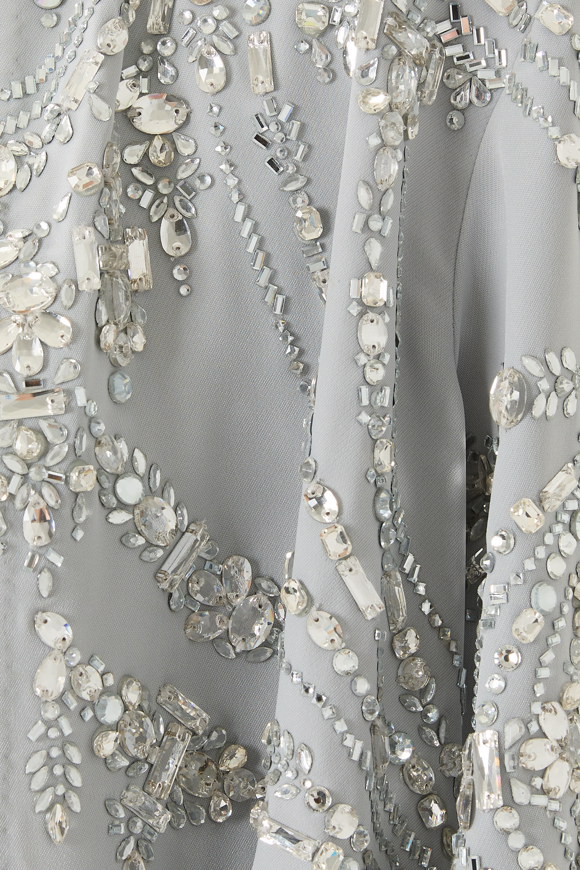 Thick Satin Crystal and Fringed Scarf Jalabiya